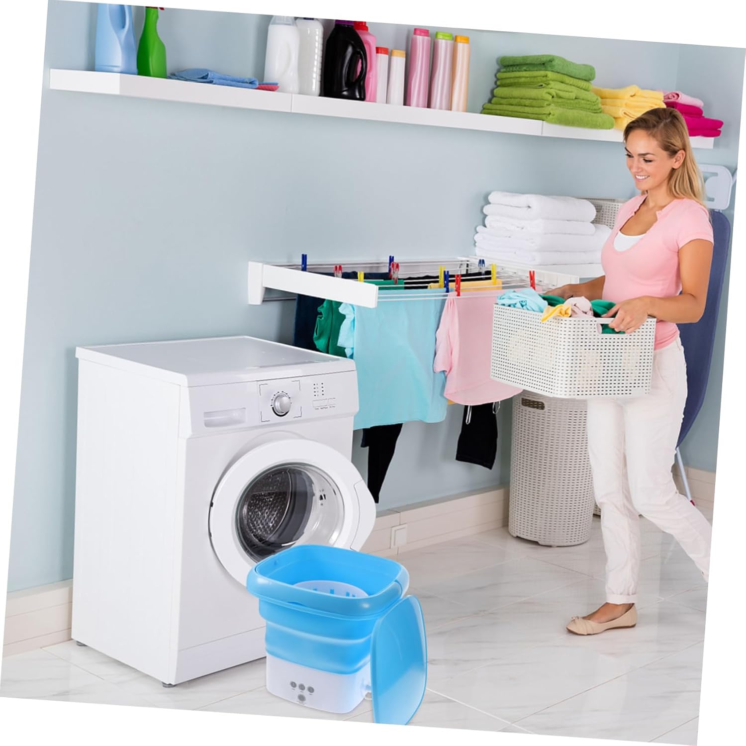 -in-one Portable Washer Machine 2.8l Capacity High-power Motor and Foldable for Easy Storage Travel