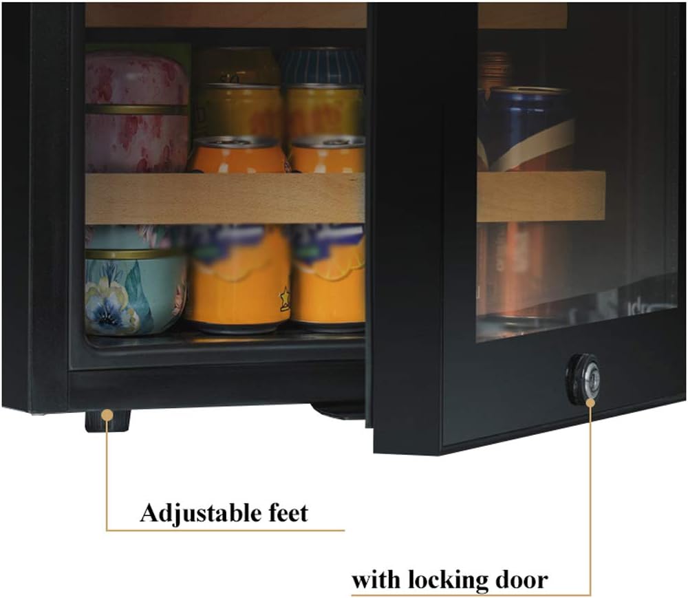 19 Bottle Compressor Wine Cooler Refrigerator w/Lock, Large Freestanding Wine Cellar, Countertop Beverage Fridge, Adjustable Beech Wood Shelves, Black