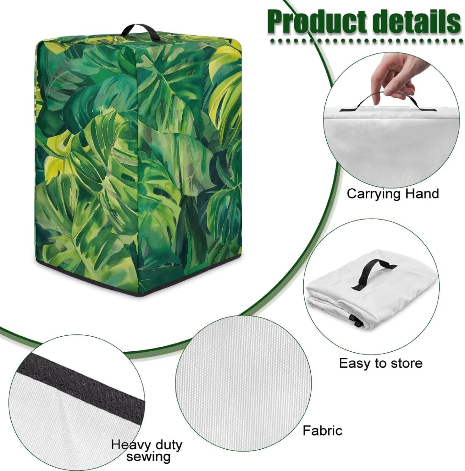 Tropical Leaves Blender Dust Cover for Kitchen – Stylish Juicer Cover with Floral Prints, Fits Most Blenders & Stand Mixers, Easy to Clean & Foldable, Home Decor