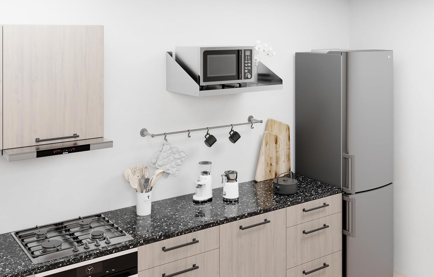 Stainless Steel Microwave & Appliance Wall Shelf | Custom Sizes | Metal Utility Shelving | Heavy Duty | Commercial Grade | Wall Mount | NSF |