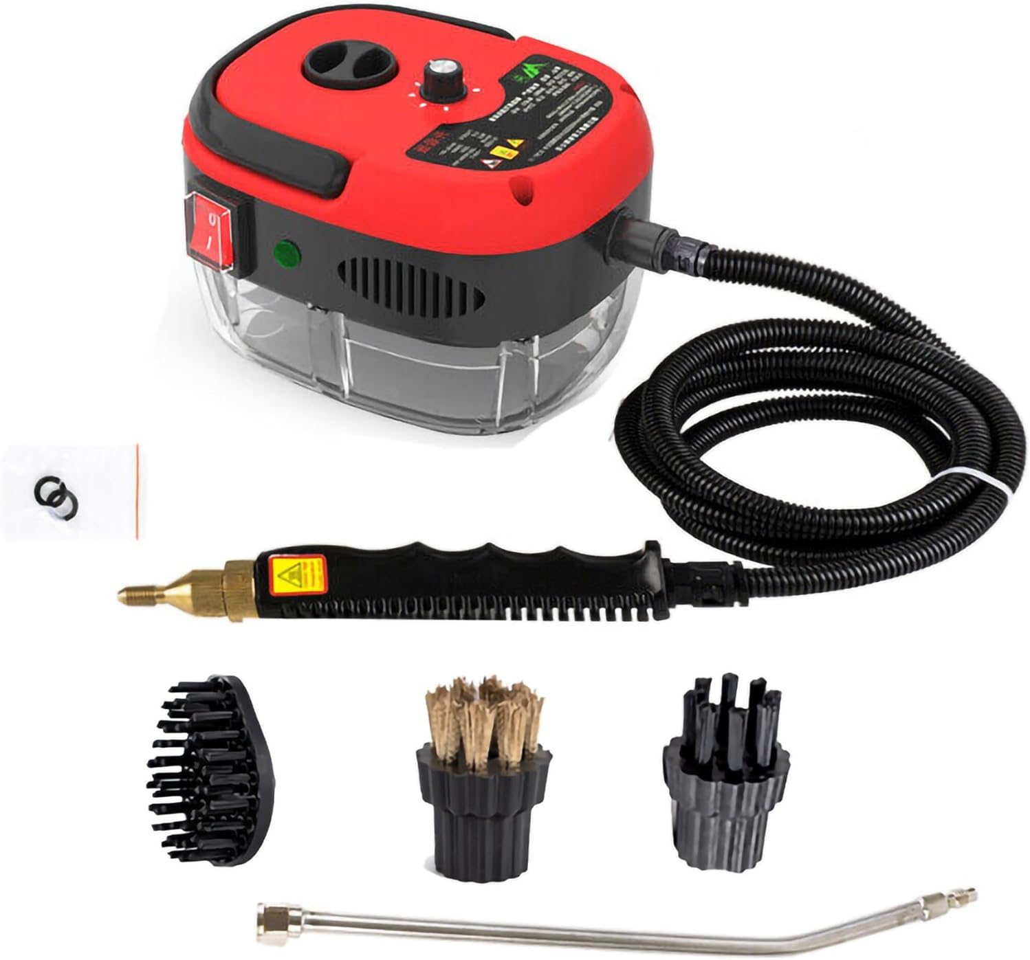 Handheld Electric Steam Cleaning Machine, 1600W High Temperature Pressurized Steam Cleaner, 1000ml Portable Cleaning Steamer for Kitchen Hood Bathroom Wall Kitchenware Cooker Top (Color : Red)