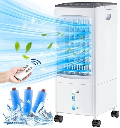 Portable Air Conditioners, Evaporative Air Cooler, Portable AC Cooling Fan w/ 3 Spds & Cooling Mode & Timer, Swamp Cooler w/Remote, Windowless Air Conditioner Portable for Room Home