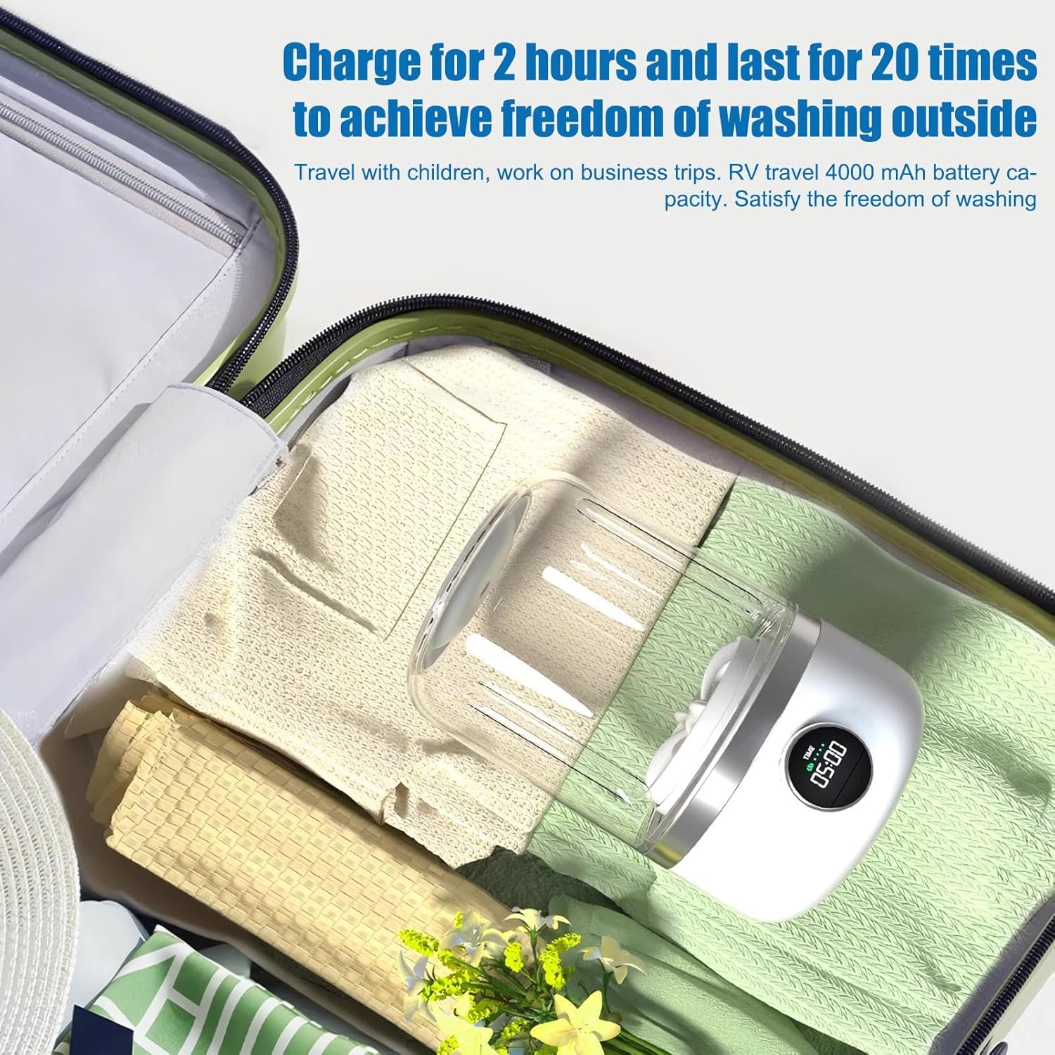 Ye02 Mini Washing Machine, Portable Cordless Underwear Washer Machine, Mini Laundry Washer with 2 Modes Cleaning for Underwear, Socks, Travel, Camping, RV