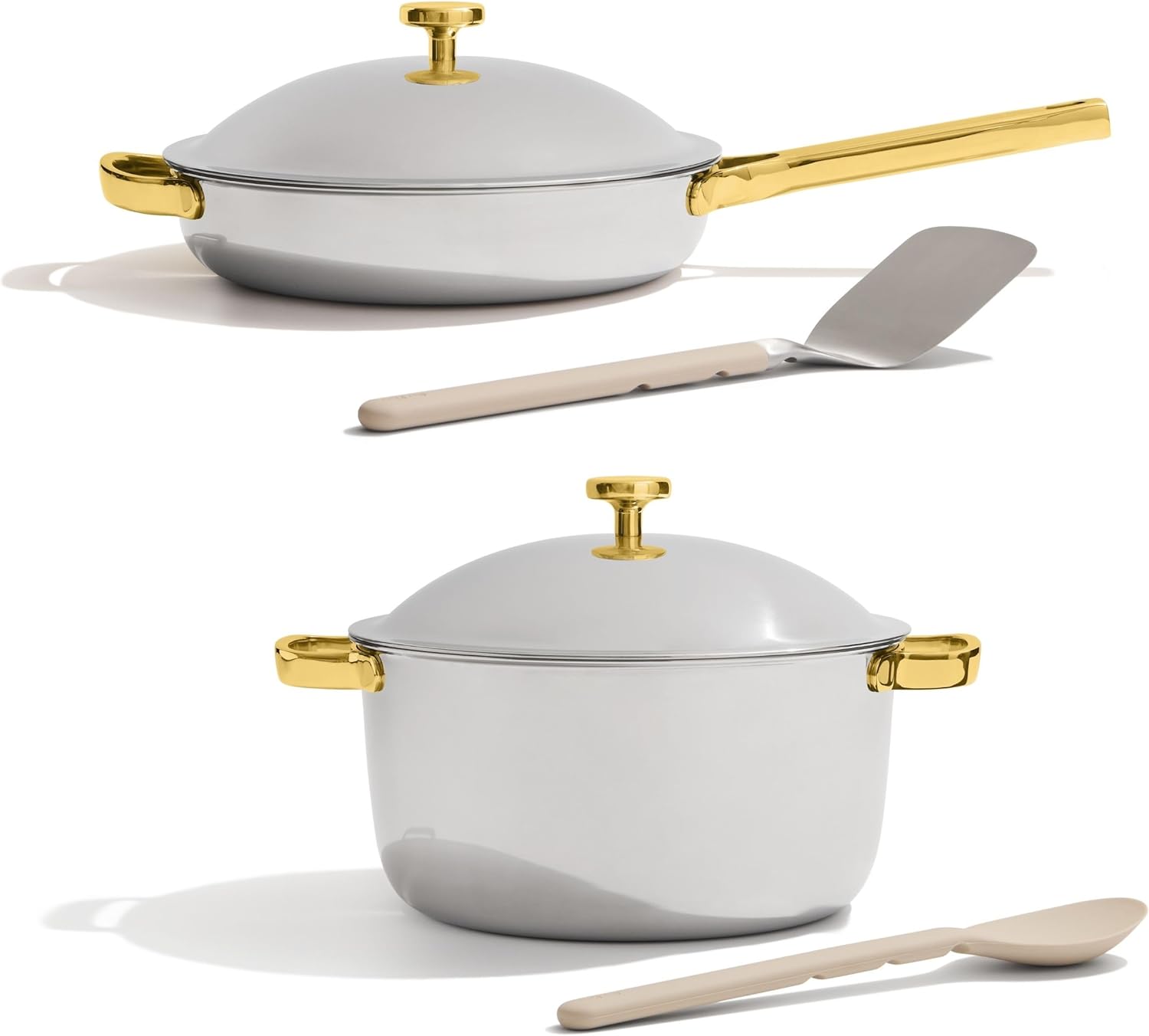Our Place Titanium Pro Cookware Duo | Always Pan Pro & Perfect Pot Pro | Coating-Free Nonstick | Tri-Ply Titanium & Stainless Steel | Safe for Oven, Induction & All Cooktops up to 750°F | Gold