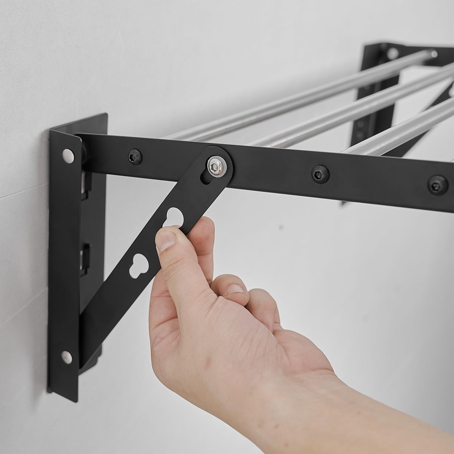 NEWRAIN Clothes Drying Rack, Wall Mounted Laundry Drying Rack Clothing,23