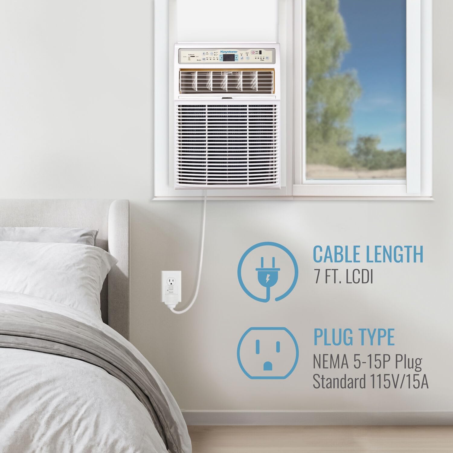 Keystone 10,000 BTU Slider Window Air Conditioner and Dehumidifier, 115V Air Conditioner Window Unit for Bedroom, Living Room, and Small-Medium Sized Rooms up to 450 Sq.Ft, 4-Way Air Direction Control