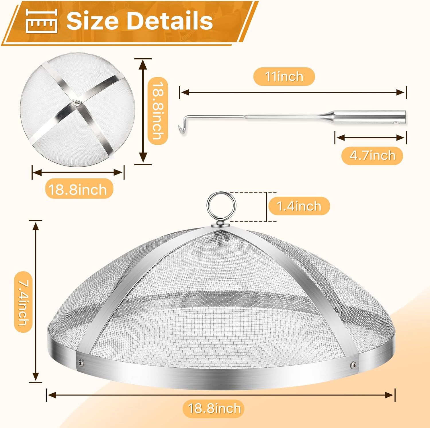 Fire Pit Spark Screen for Solo-Stove Bonfire 19.5