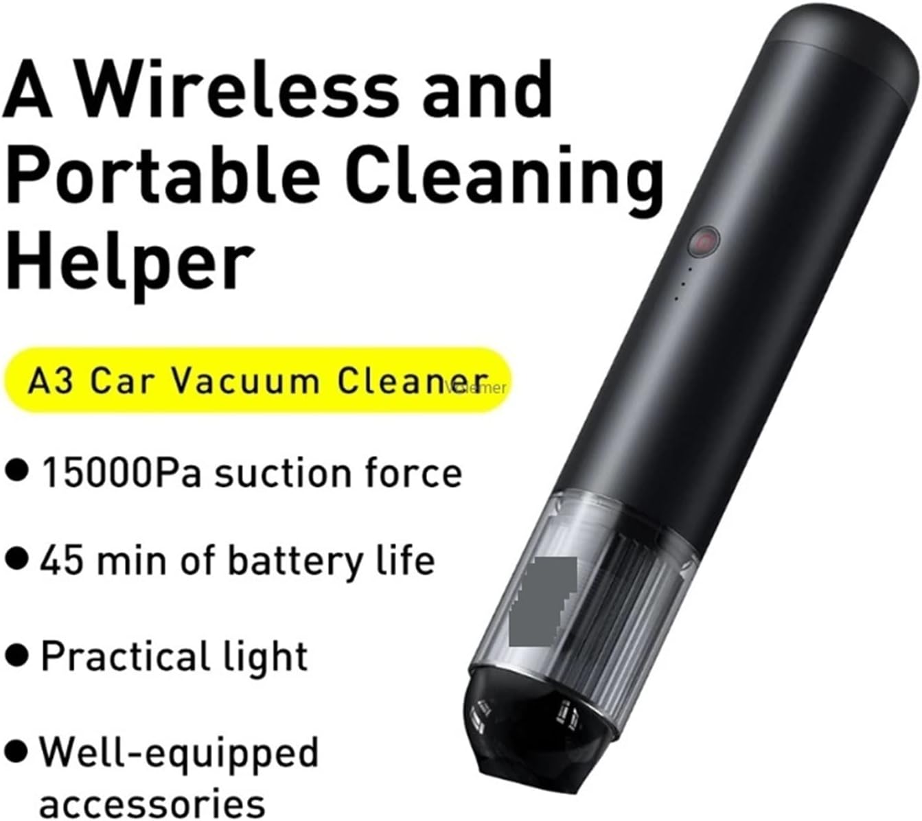 A3 Car Vacuum Cordless Mini Handheld USB Rechargeable 15000Pa 135W High Power Vacuum Cleaners QC3.0 Charging Home (Color : C)