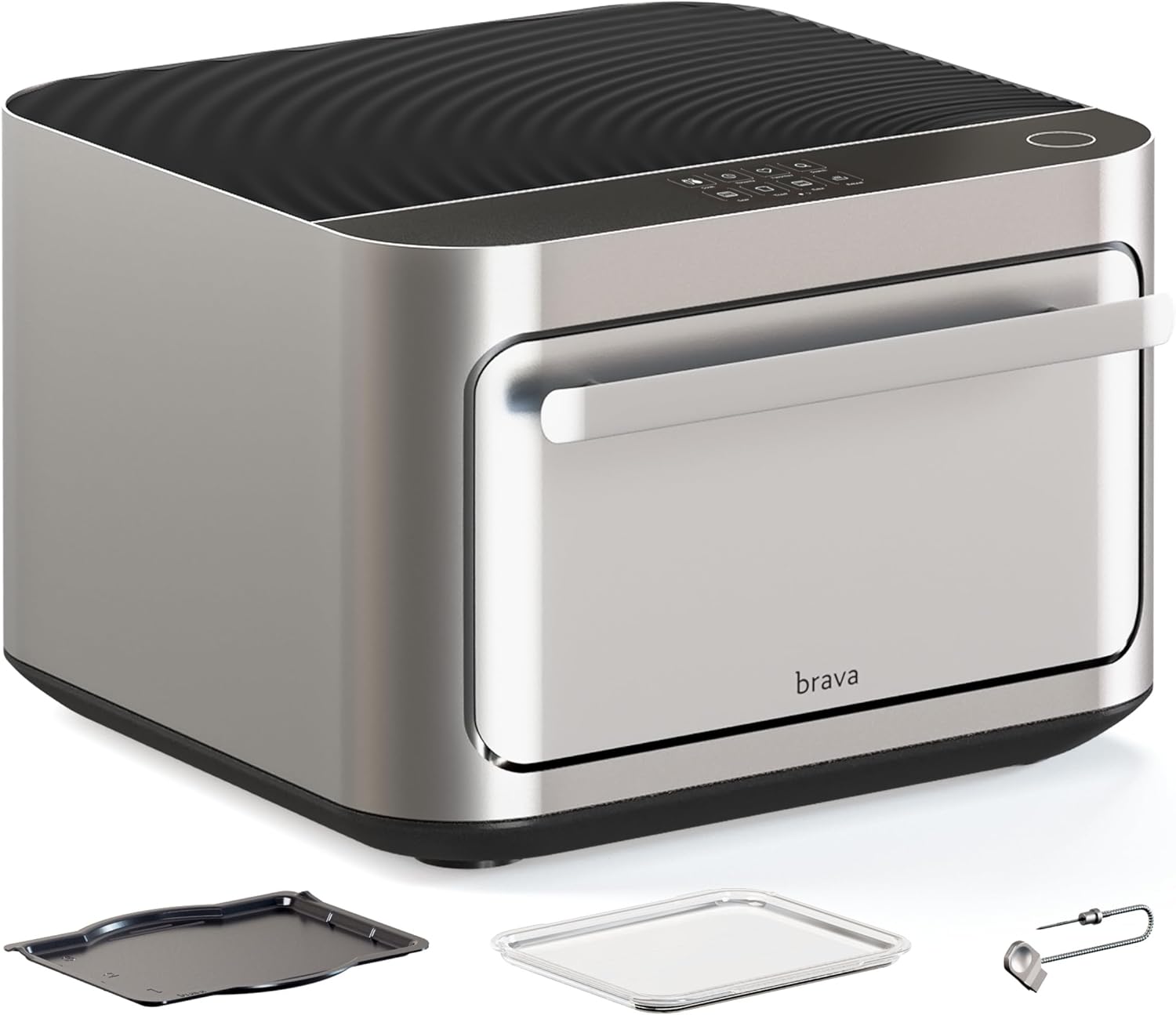 Brava Oven Starter Set: 10-in-1 Touchscreen Countertop Smart Oven, Air Fryer, 6-Slice Toaster, Slow Cooker, Reheater, Dehydrator, Rice Cooker, Auto-Shut Off, 1800W, Stainless Steel Kitchen Appliance