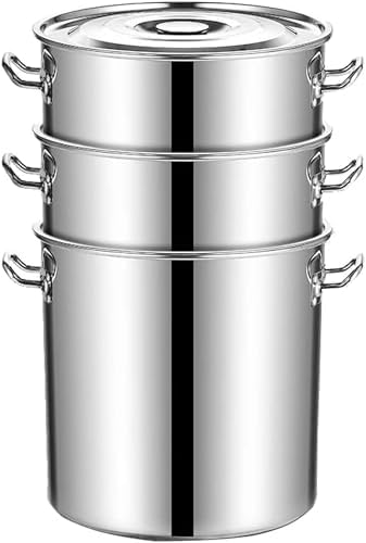 Large Commercial Seafood Boil Pot with Perforated Baskets Stock Pot Deep Turkey Deep Fryer Crawfish Clam Steamer for Boiling Steaming,30/50L,50L/45Qt