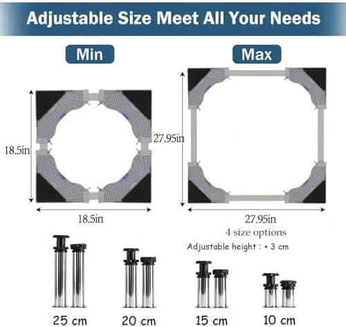 Laundry Pedestal 28 Wide Universal 12 Strong Feet Refrigerator Stand Washer and Dryer Pedestal Mobile Roller Cart with Wheels for Appliance with Adjustable Height,White8Foot-25cm