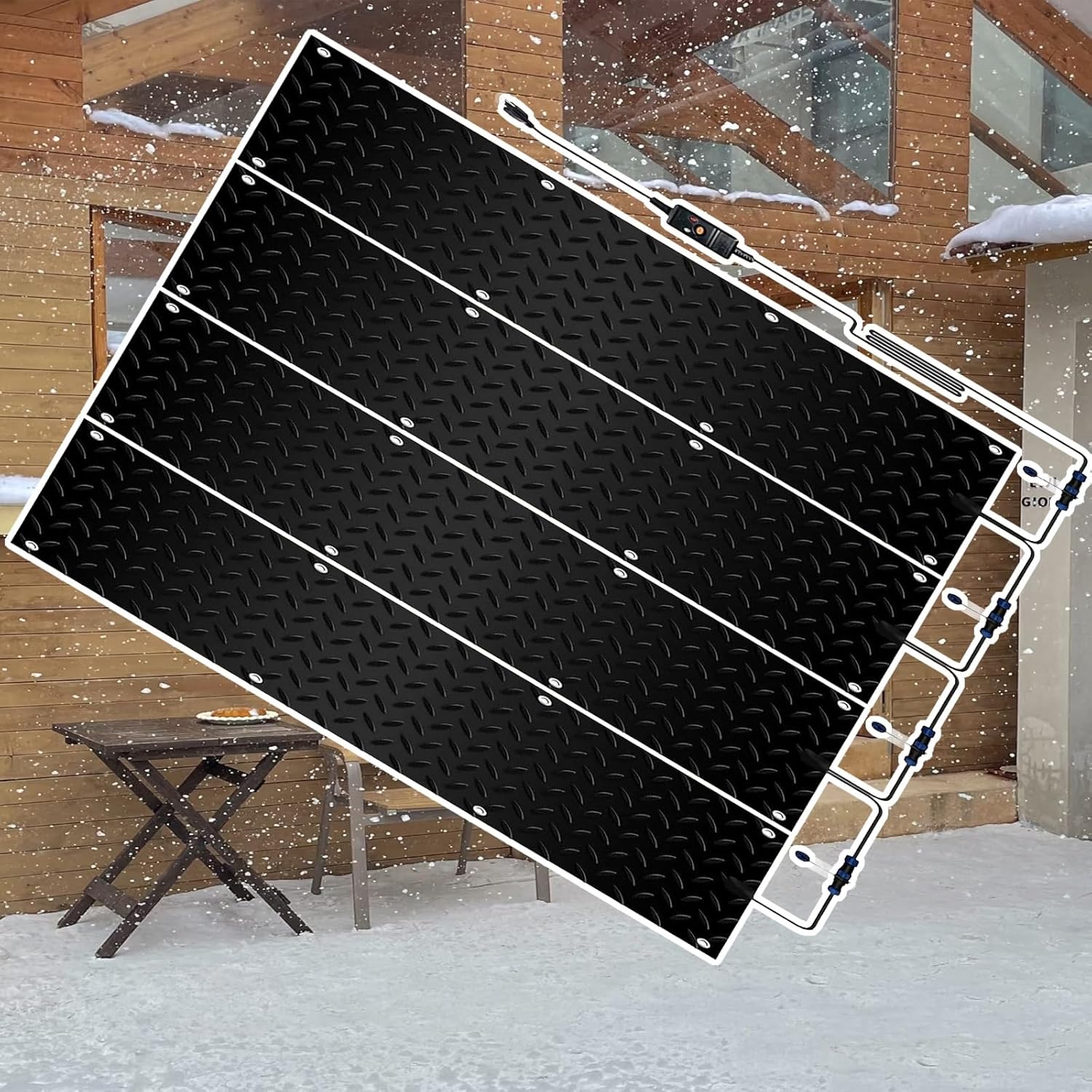 Heated Snow Melting Mats for Entrances，Anti-Slip Snow Melting Mats Heated Snow and Ice Melting Mats for Winter Snow Removal，for Winter Outdoor Stairs, Steps, Doorways, Walkways, Driveway(4 Pcs,30x120c