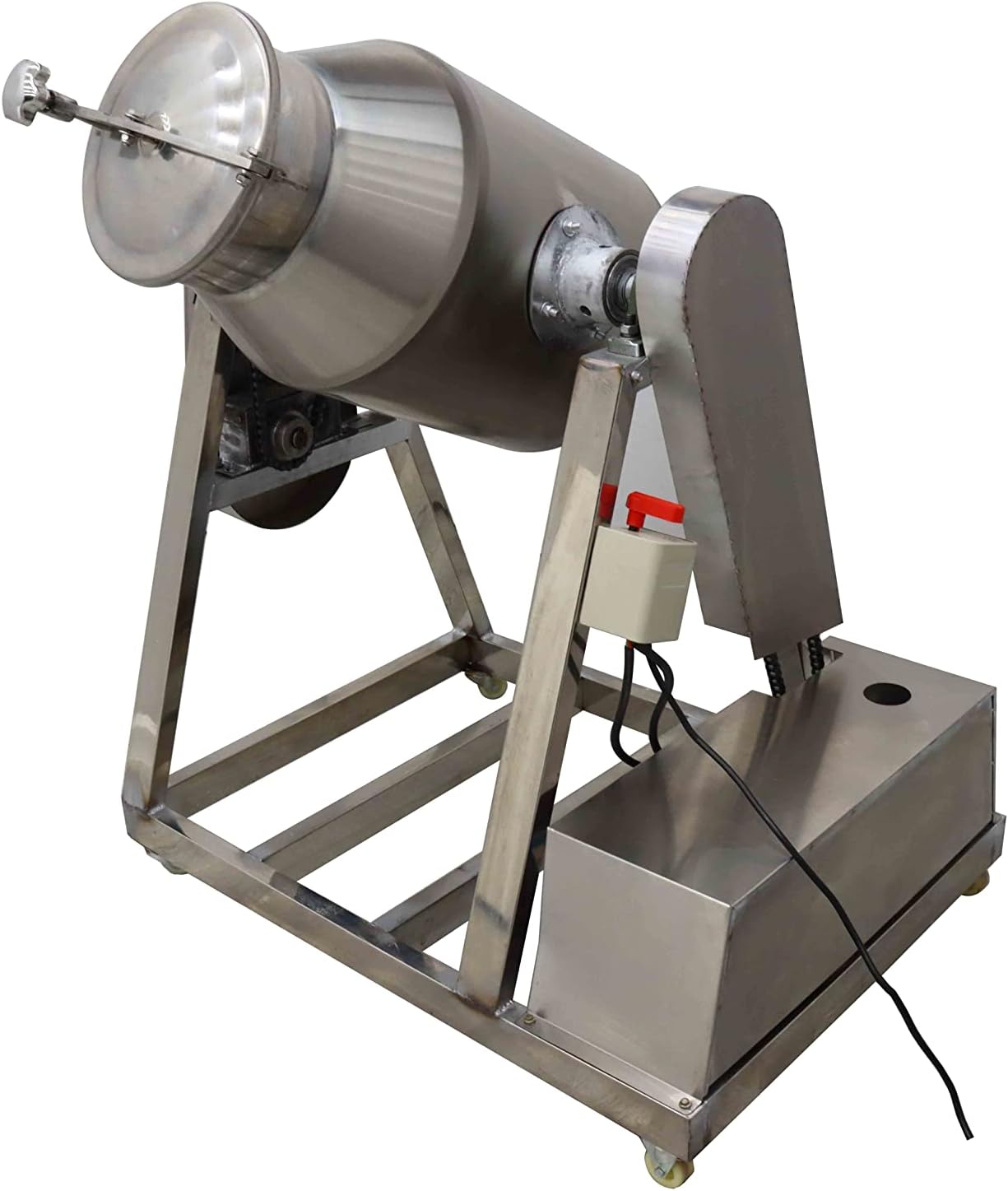 INTSUPERMAI Dry Powder Mixer Mixing Machine Stainless Steel Drum Blender Mixing Machine Particle Blender Powder Mixer Metal Metallurgy Powder Food Material Abrasive Blender 110V 100L