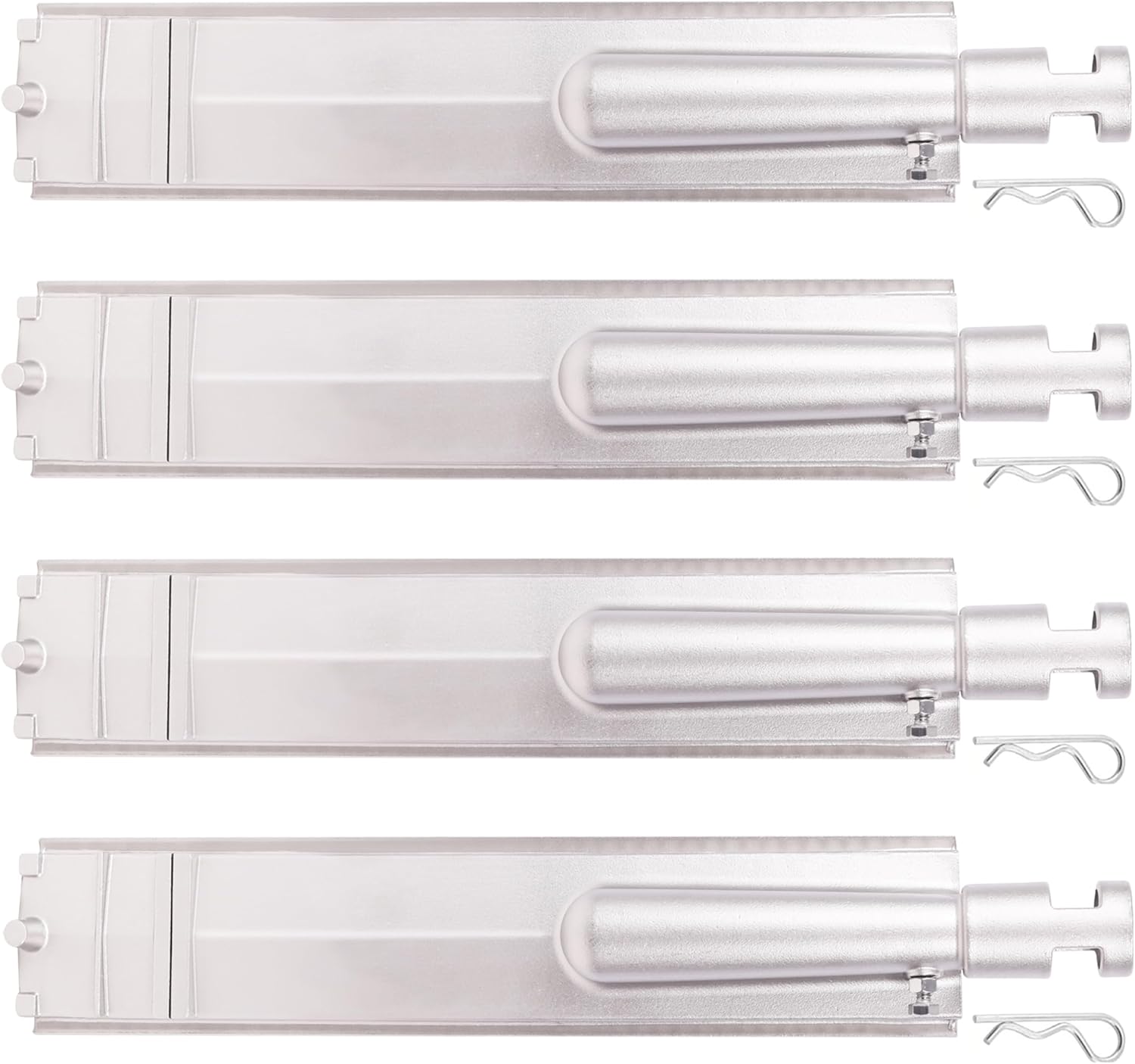 4 Pack 15-3/4 Heavy Duty Cast 304 Stainless Steel BBQ Grill Burners Replacements for Bull，Outdoor Gas Grill Replacements Parts for NEXGRILL,Aussie,Blaze,Cal Flame P-Series,Thermos,Turbo,Beefeater