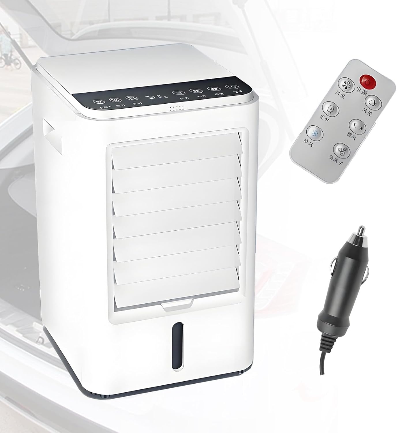 Portable Air Conditioners 4-in-1 Portable Air Cooler Fan Mini Evaporative AC Unit with 3-Speed and 4 Ice Packs Remote Control Touch Screen for Camping Office Bedroom Car 12VCar