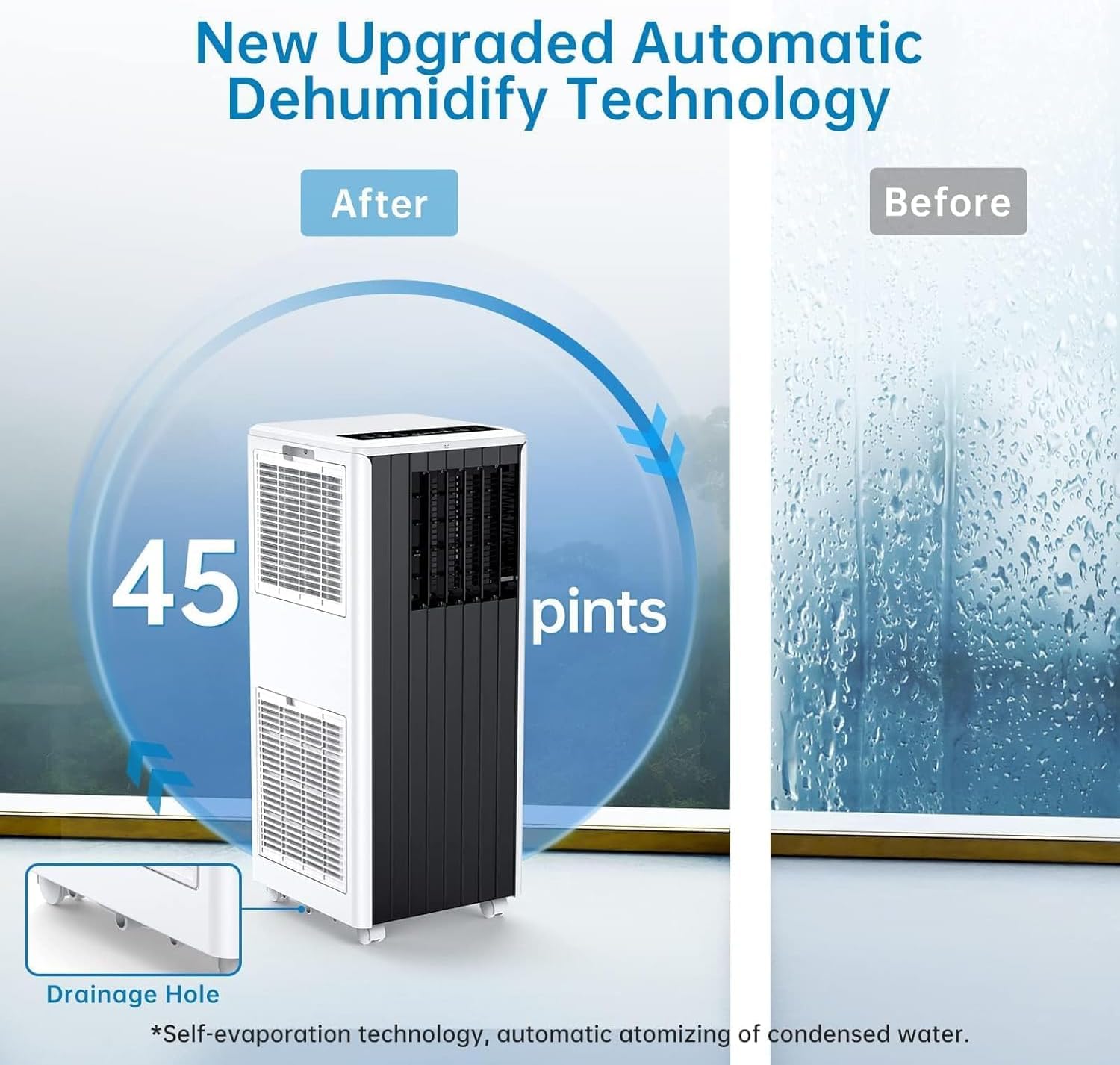 8,000 BTU Portable Air Conditioners Cool Up to 350 Sq.Ft. Quiet Freestanding AC Unit with Built-in Dehumidifier/Remote Control/LED Display/Safety Lock/Window Installation Kit, Black