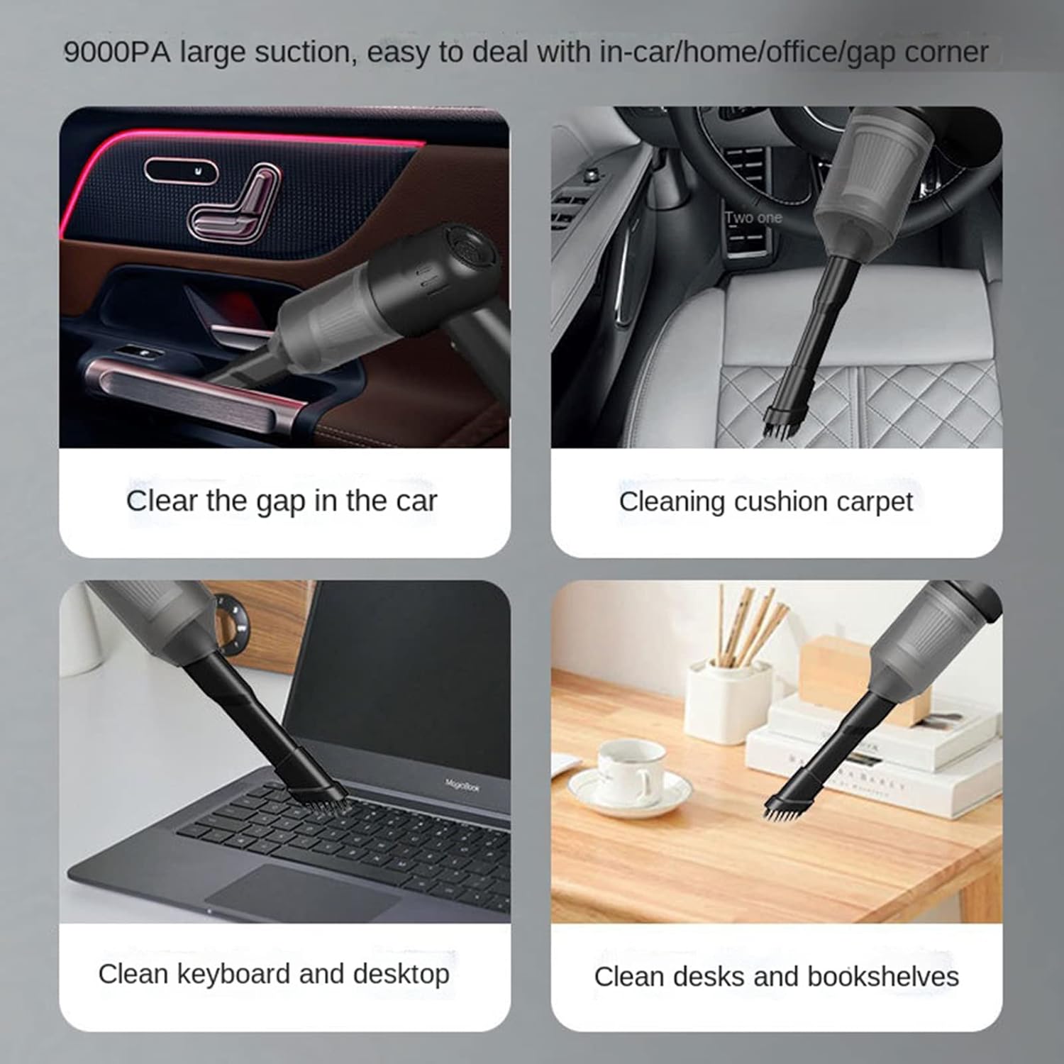 Car Vacuum Cleaner Wireless Strong Suction Hand-Held Portable Car Vacuum Cleaner for Home, Pet Hair, Car Cleaning,Black,Type_C