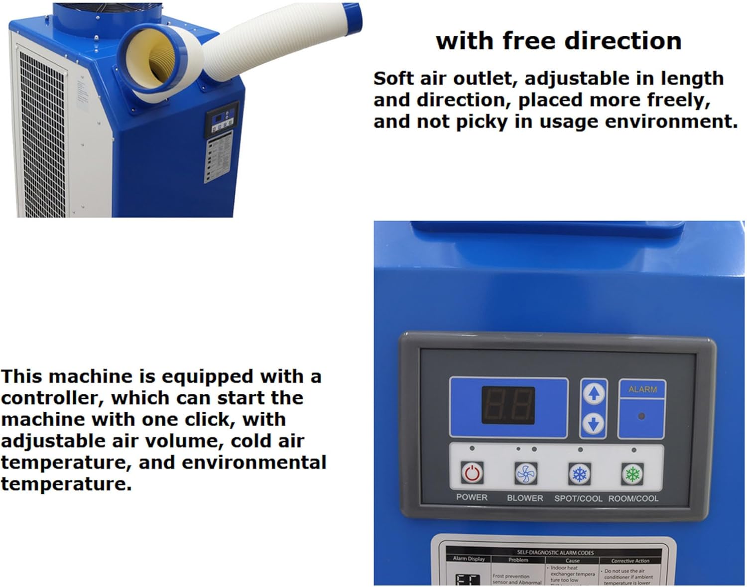 220V Industrial Air Conditioner Outdoor Air Conditioning Fan Equipment Double Tube 780m³/h Blue