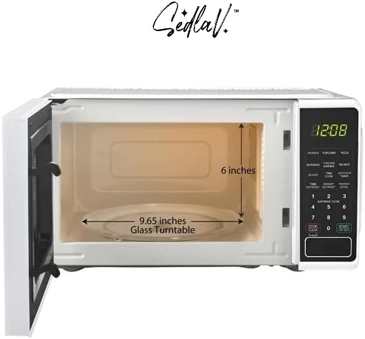 0.7 Cu ft Countertop Microwave Oven, 700 Watts, White - Compact Kitchen Appliance with Digital Display, 10 Power Levels, Defrost Function, and Timer