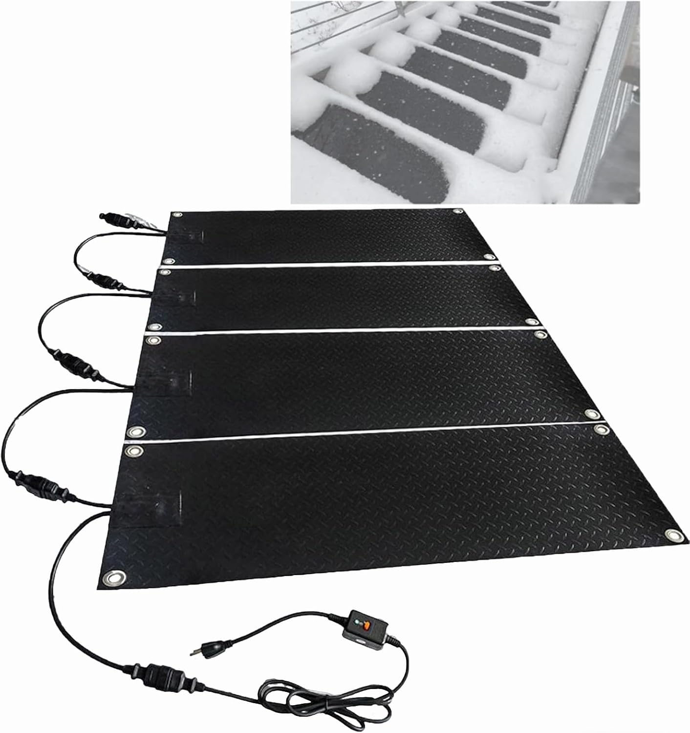 Heated Snow Melting Mats for Stairs,Heated Snow Melting Mats Driveway,with Power Cord & Graphene Heating,1/2/3/4/5PCS,for Winter Outdoor Stair, Sidewalks, Garages