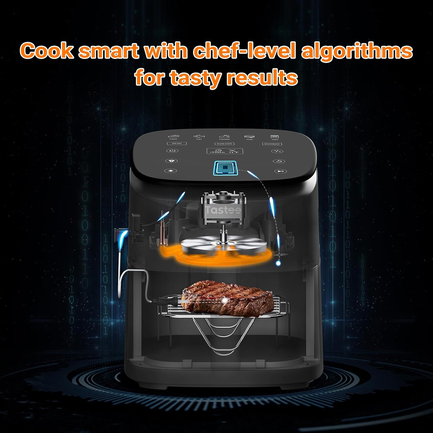 Tastee Air Fryer Lite, 8-in-1 Compact 5.5QT Oven with Single-Sensor Smart Probe, 450°F Digital Dehydrator, 24 One-Touch Presets, Dishwasher-Safe & Non-Stick Basket