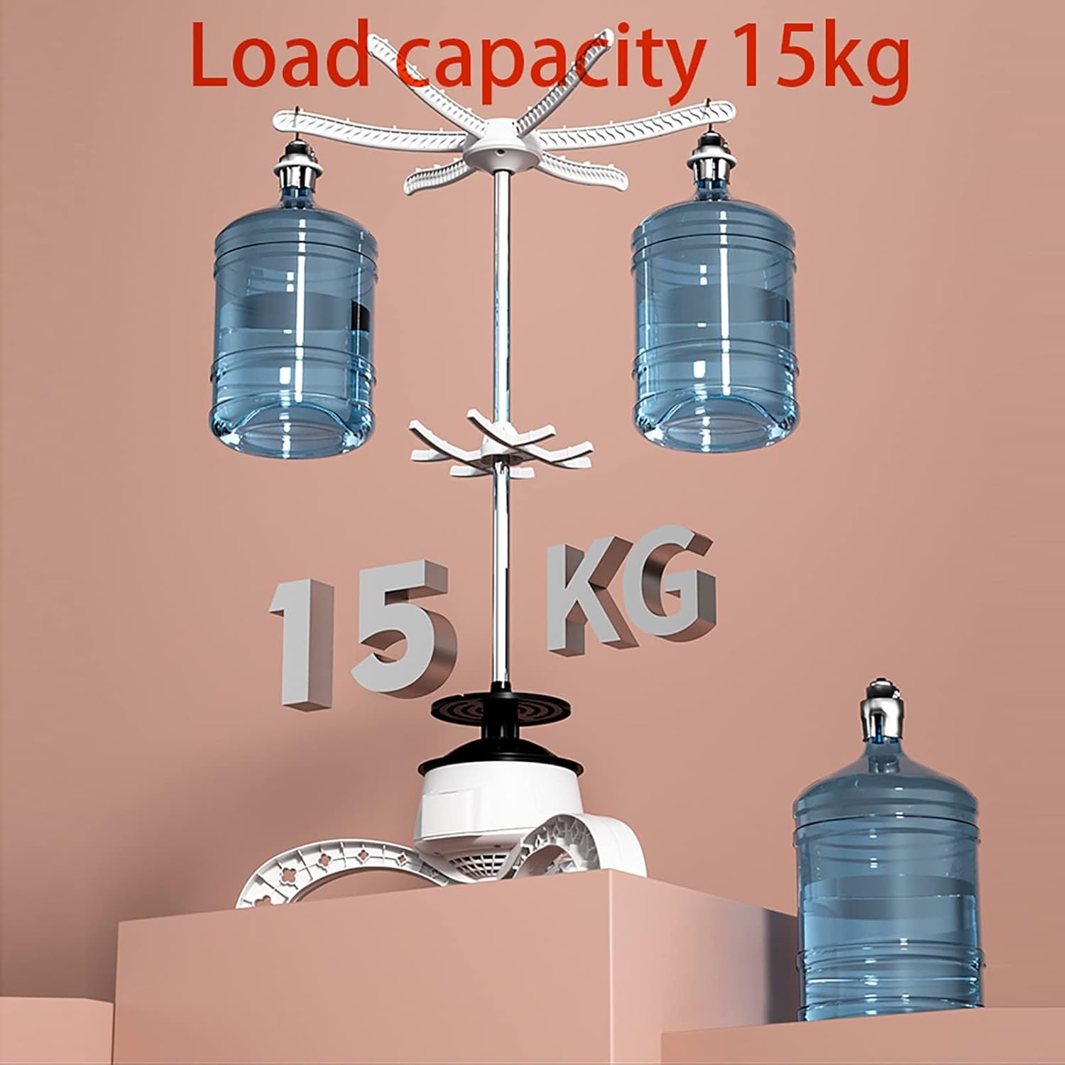 Round Electric Drying Rack, 900W Double Layer Dryer, 0-240 Minutes Timer, 360 ° Cycle Warm Air, No Harm to Clothes Waterproof Cover (Color : Pink)