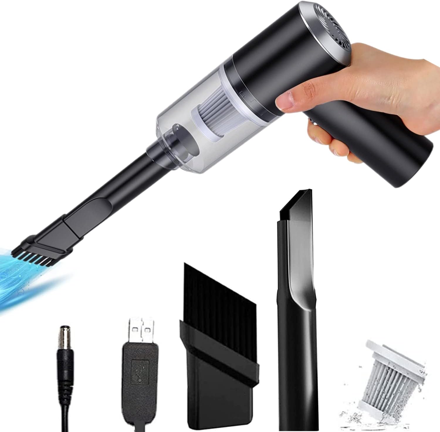 Bee Flower Vacuum,Wireless Handheld Car Vacuum Cleaner,Bee-Flower Car Vacuum,6000pa Powerful Suction Tiny Car Vacuum Cleaner for Car, Furniture,Office,Sofa,House (Black)