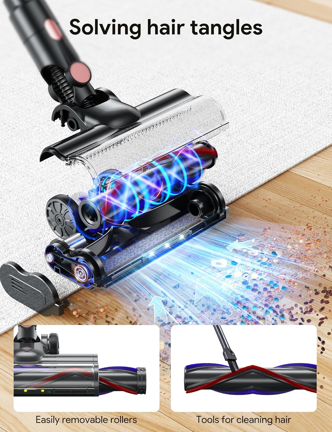 FUFACAL Cordless Vacuum Cleaner, 23KPA Stick Vacuum with 42Mins 2200mah Detachable Battery, 6 in 1 LED Display Lightweight Cordless Stick Vacuum Cleaner, Vacuum Cleaner for Home Hard Floor Car Carpet