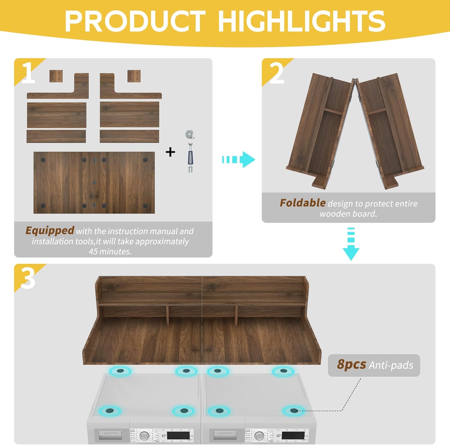 Two-Layer Foldable Washer Dryer Countertop, 27.5