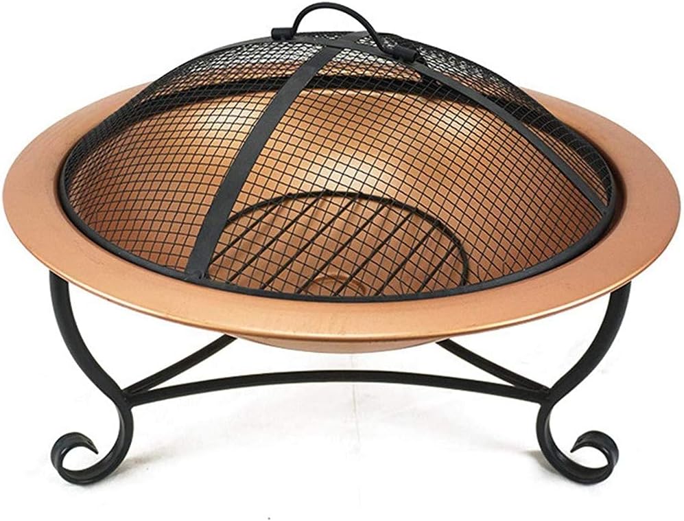 Portable Fire Pit 20.6 inch,Round Fire Pits Outdoor Wood Burning,BBQ Grill Fire Pit Bowl with Spark Screen Cover,for Patio Backyard Garden Camping Picnic Bonfire
