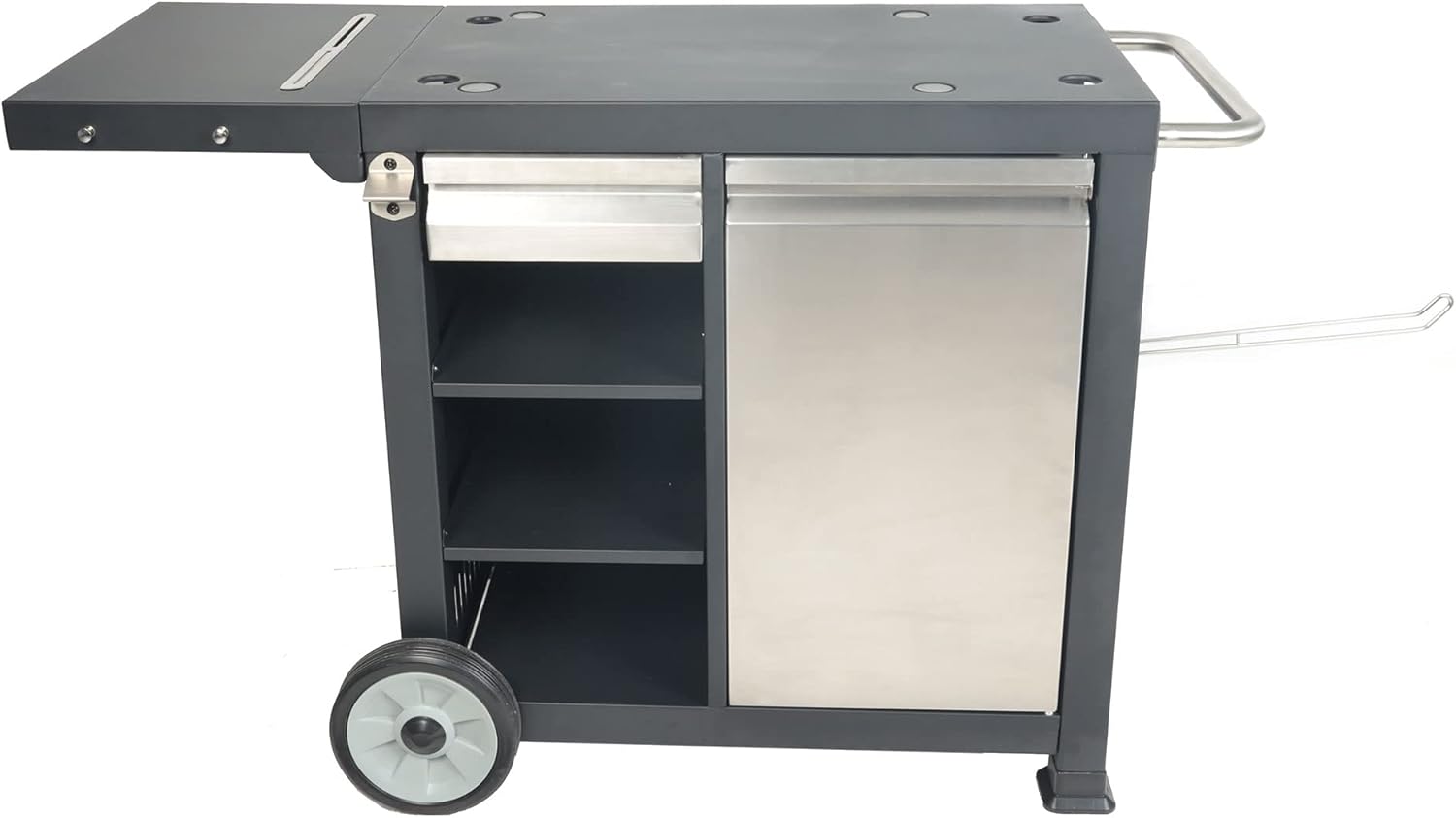 Razor Universal Rolling Prep Cart with Shelves and Storage Drawer for Portable Outdoor Griddle and Grills, Accessory Only, Black