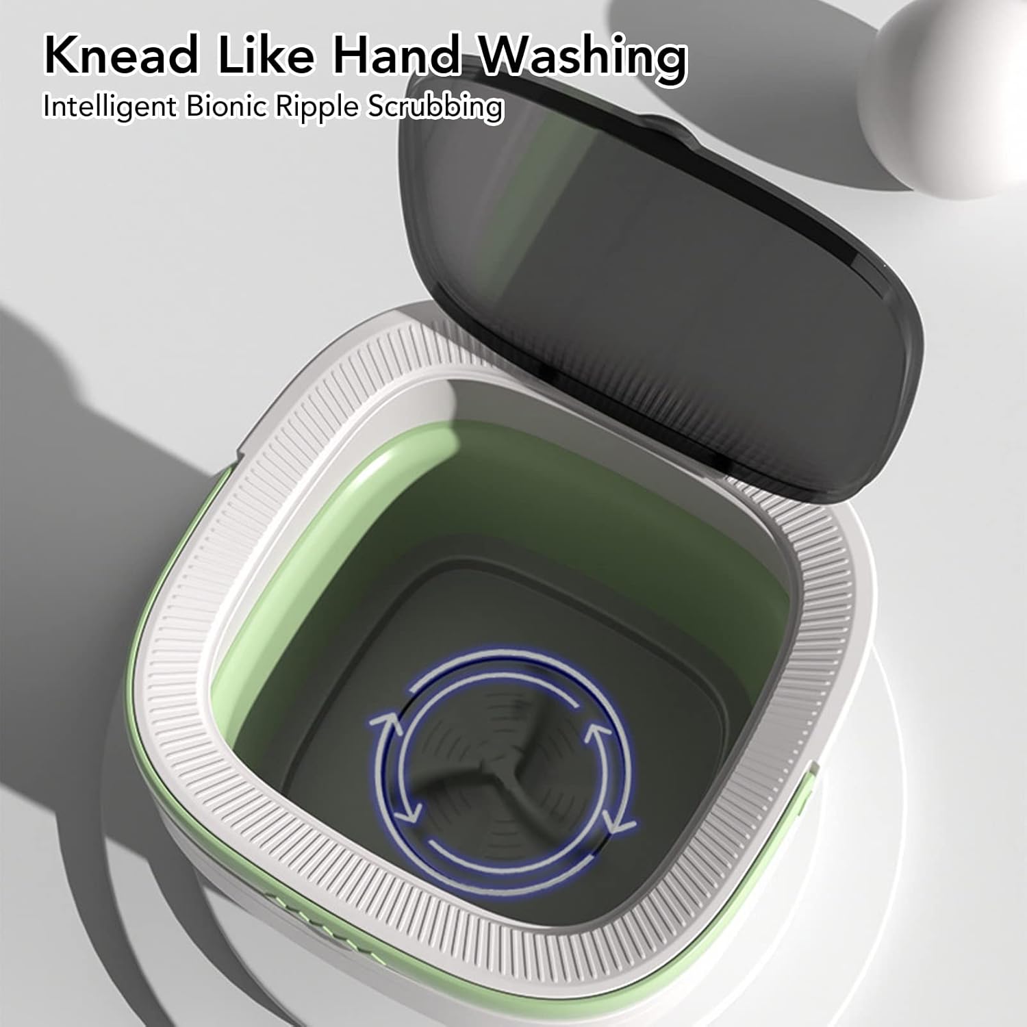 Portable Washing Machine, 7.5L Portable Washer Automatic Laundry Machine Folding Washing Machine with Soft Spin Dry and Drainage Pipe for Undergarments Baby Clothes (US Plug)