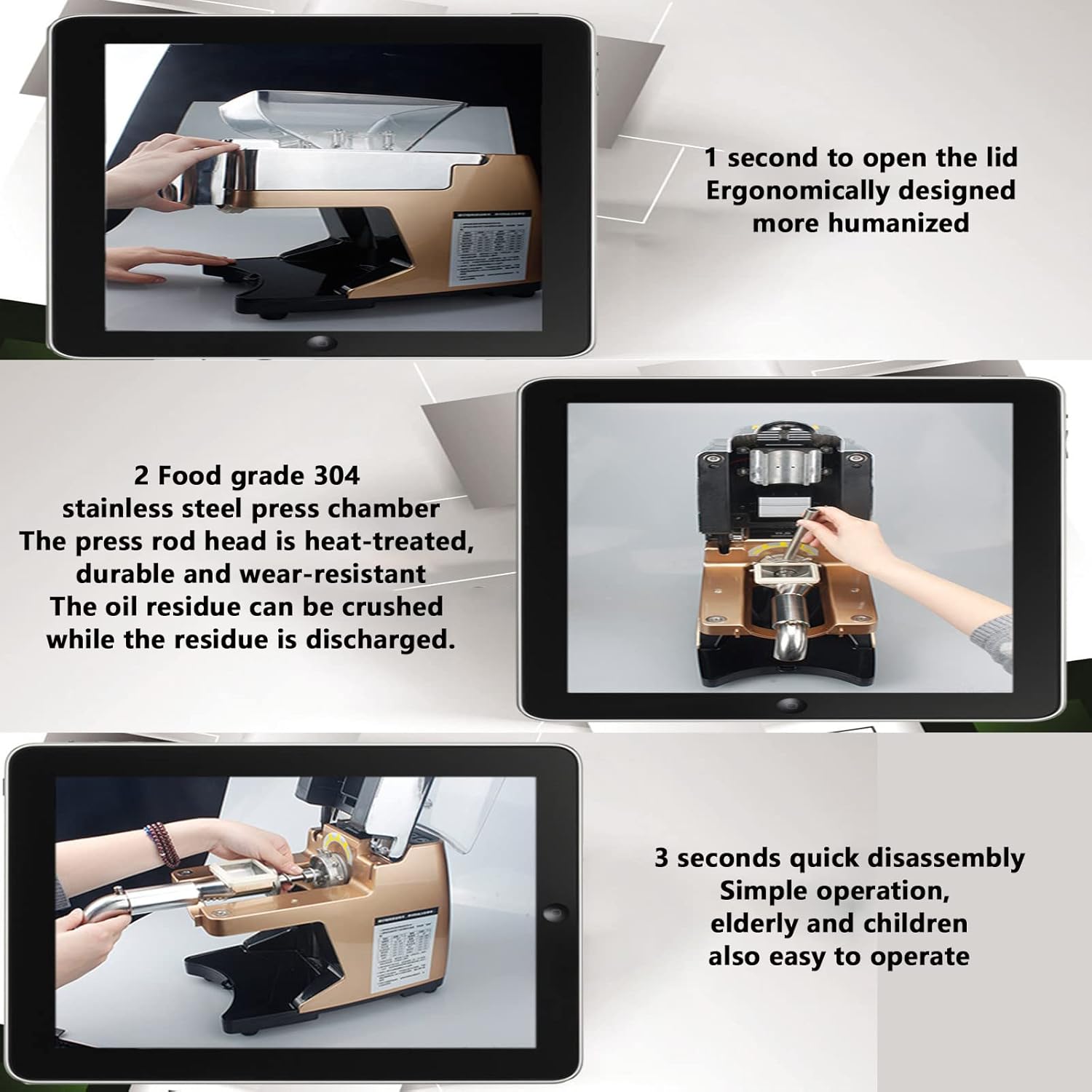 Oil Press Household, Automatic Oil Extractor Hot Cold Pressed Oil, LCD Touch Panel, 304 Organic Oil Maker, 110v-240v Small Household Appliances