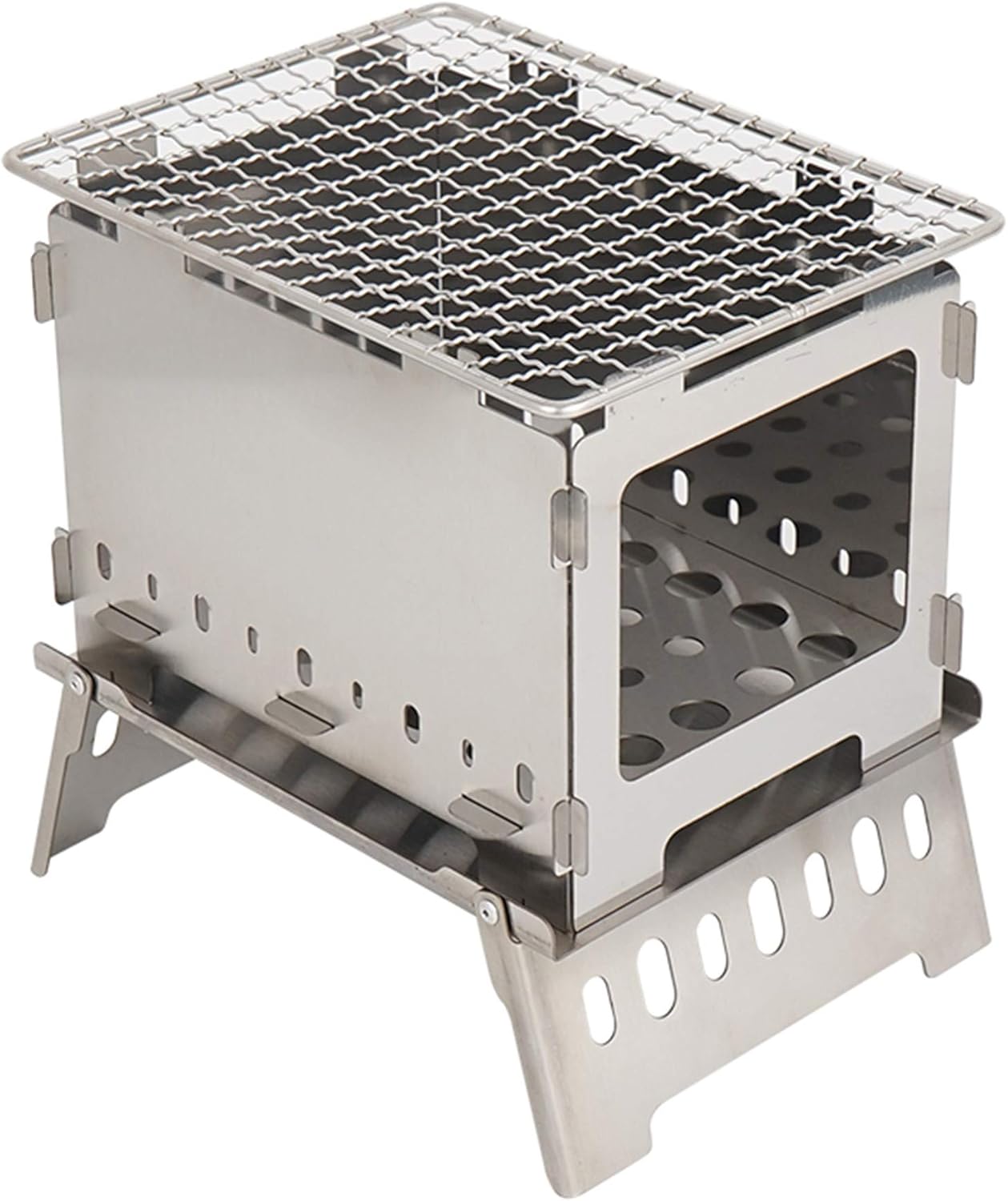 Safety Certification Portable Charcoal Grill Folding Barbecue Grill w/Storage Bag Stainless Steel BBQ Grill for Outdoor Barbecues Picnic Cooking Camping