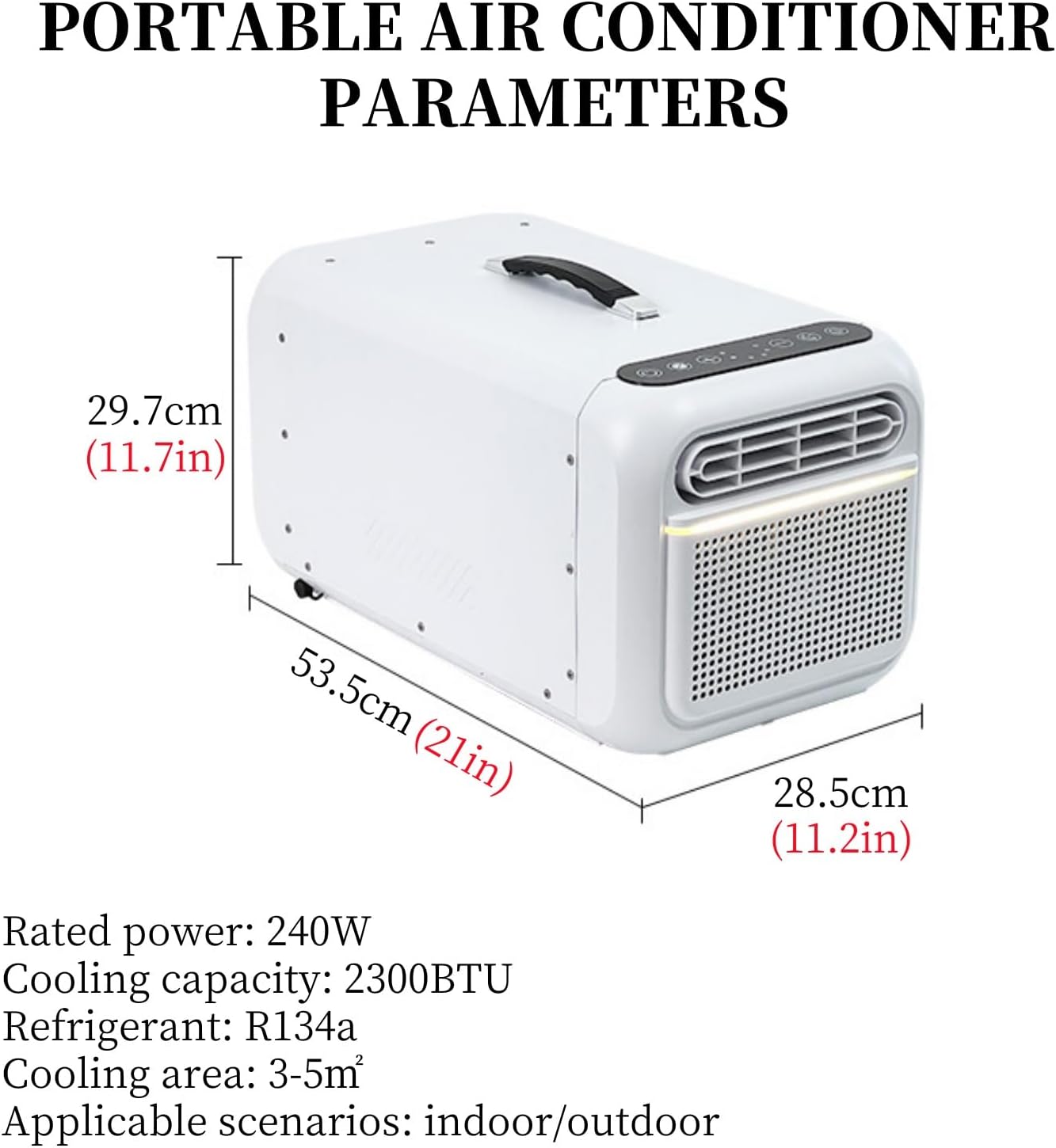 Portable Air Conditioners for Room & Outdoor, with Remote,Low Noise 38dB,Handle Design, Perfect for Tent, Garage Gray