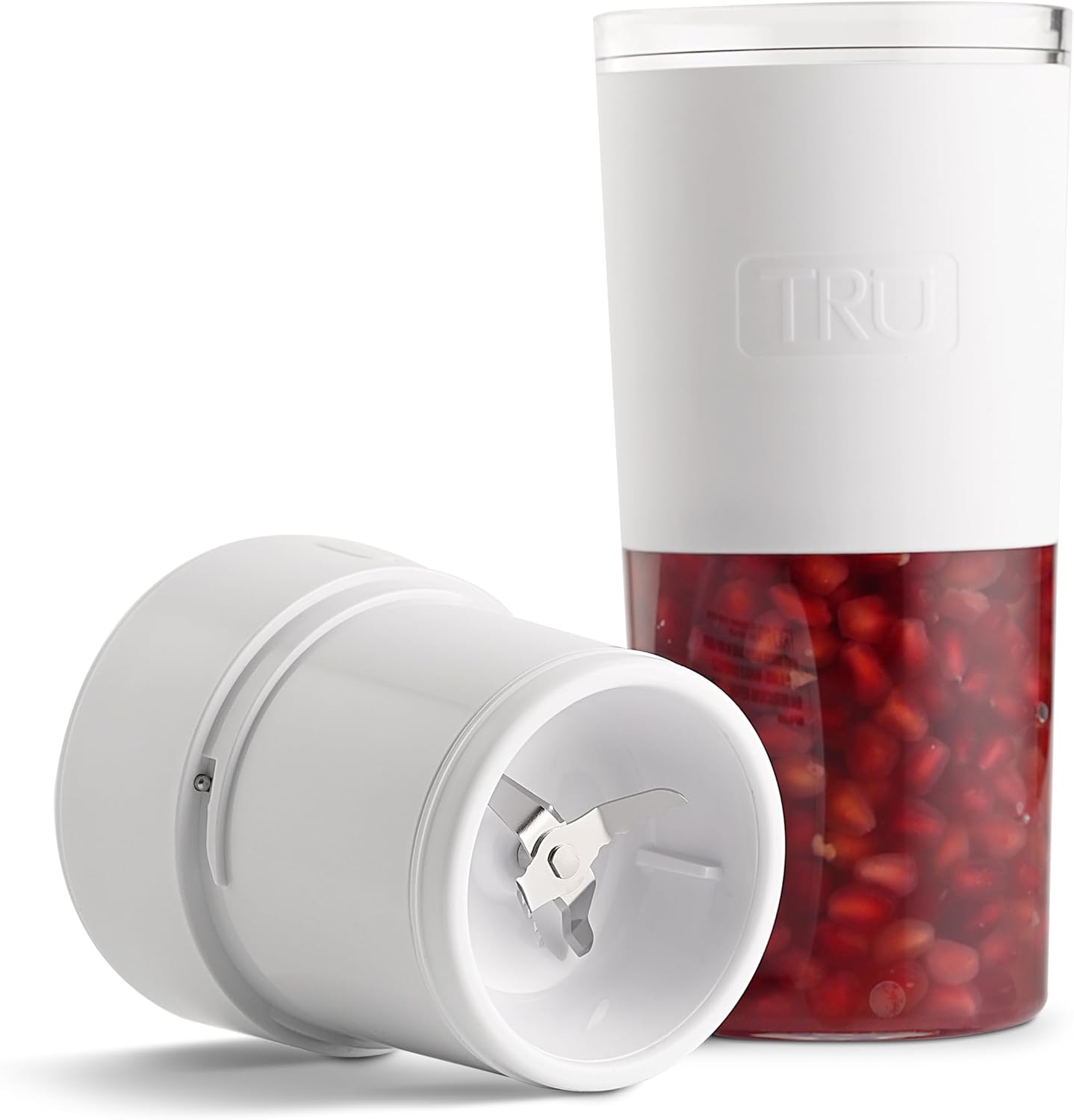 TRU Hydration Blender with Single-Button Operation & USB Rechargeable Battery - Mini Personal Blender for Fruit Smoothies - Portable Travel Blender for Single Servings - White