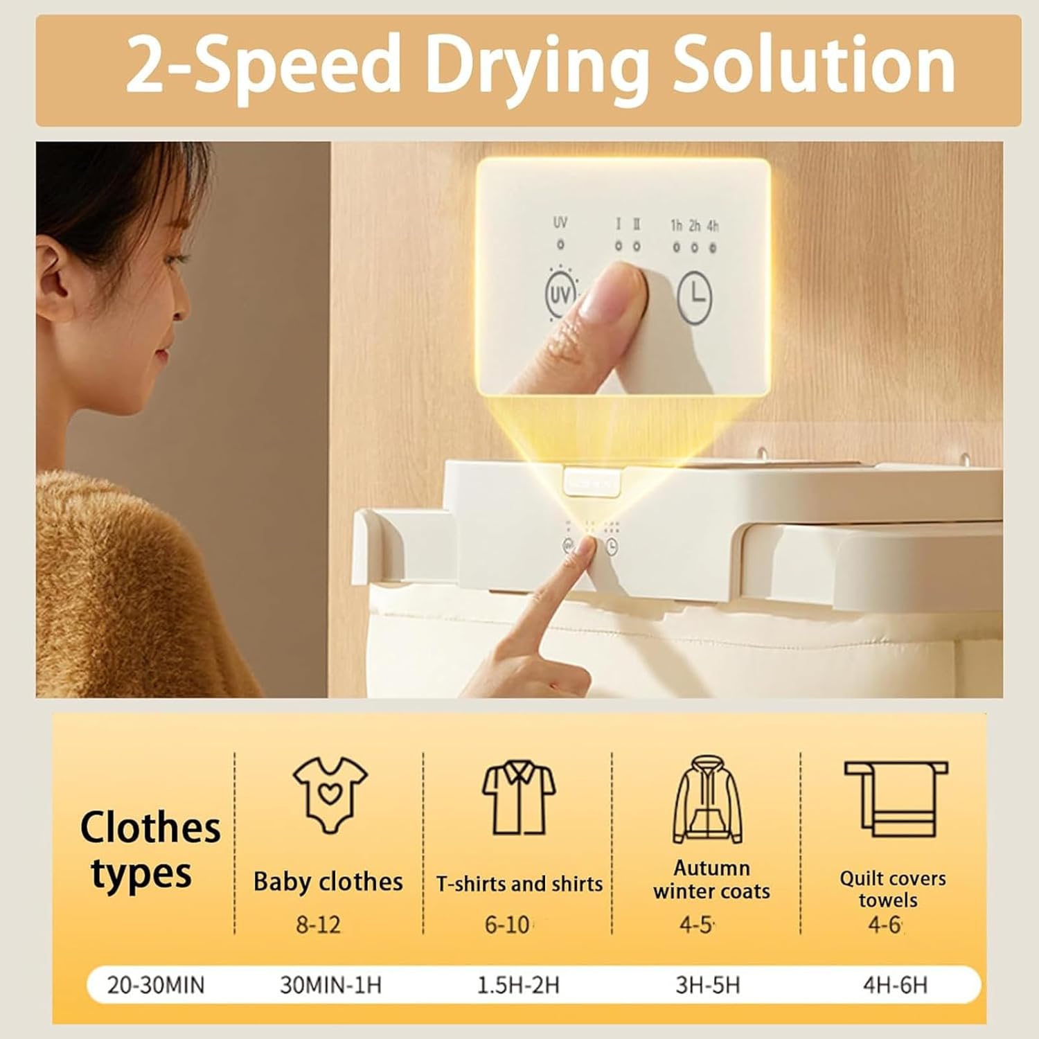 Indoor Portable Electric Clothes Dryer, Mini Folding Heated Clothes Drying Rack, Can Be Hung on Glass, Bathroom Wall Tiles, Wardrobe, Timer,