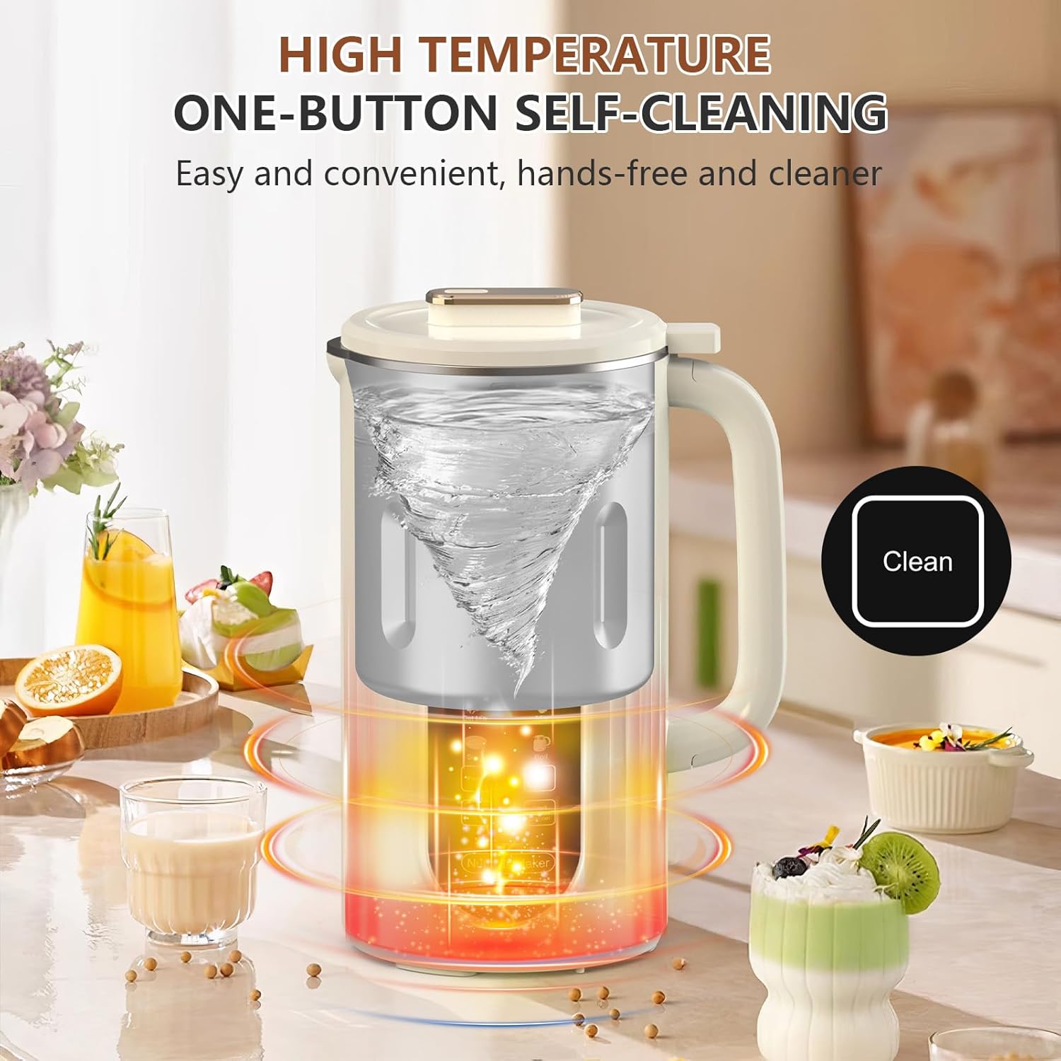 OMMO 10 in 1 Nut Milk Maker Blender, 35oz Soy Milk Maker with Large Screen/10 Blades for Hot/Cold Almond Oat Soybean Milk Maker, 12 Hours Timer/Self-Cleaning, Includes Recipe Book-Accessories