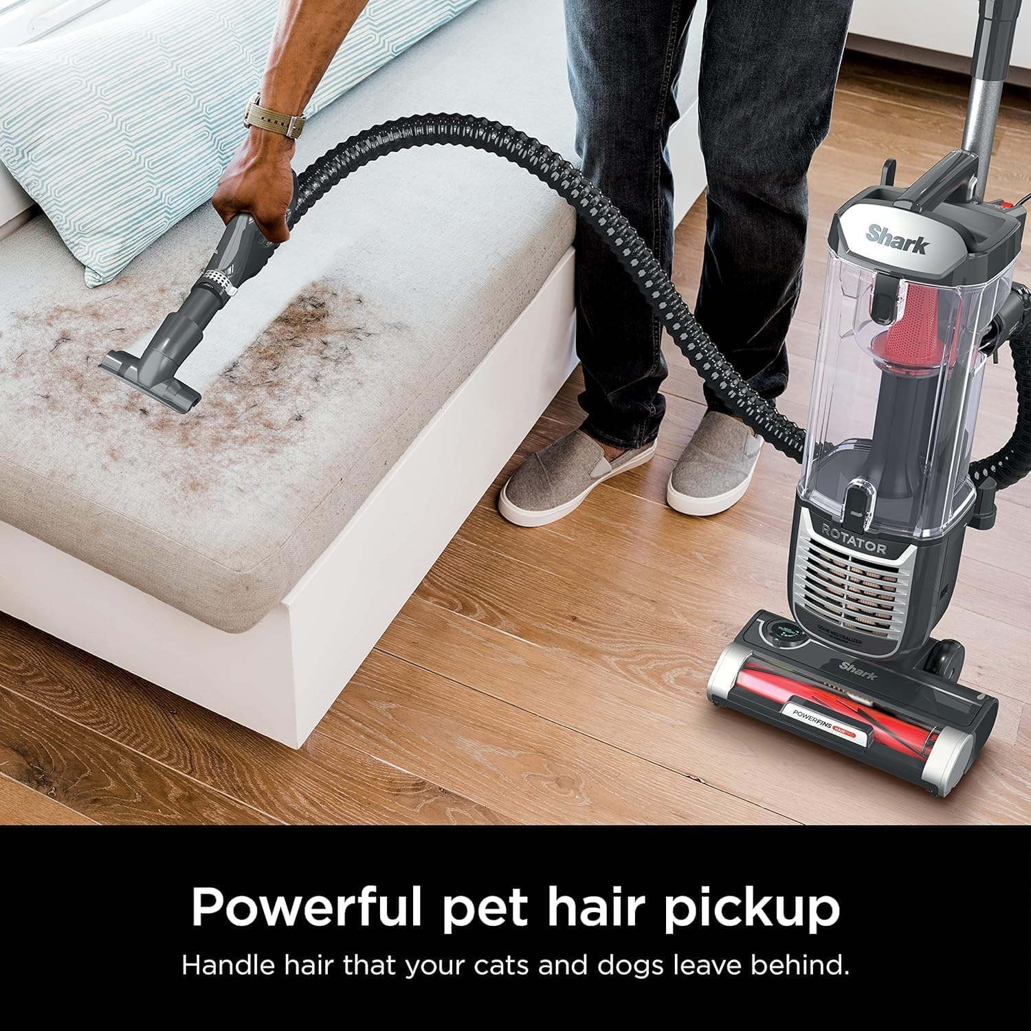 Shark ZU102 Rotator Pet Upright Vacuum with PowerFins HairPro & Odor Neutralizer Technology, Grey (Renewed)