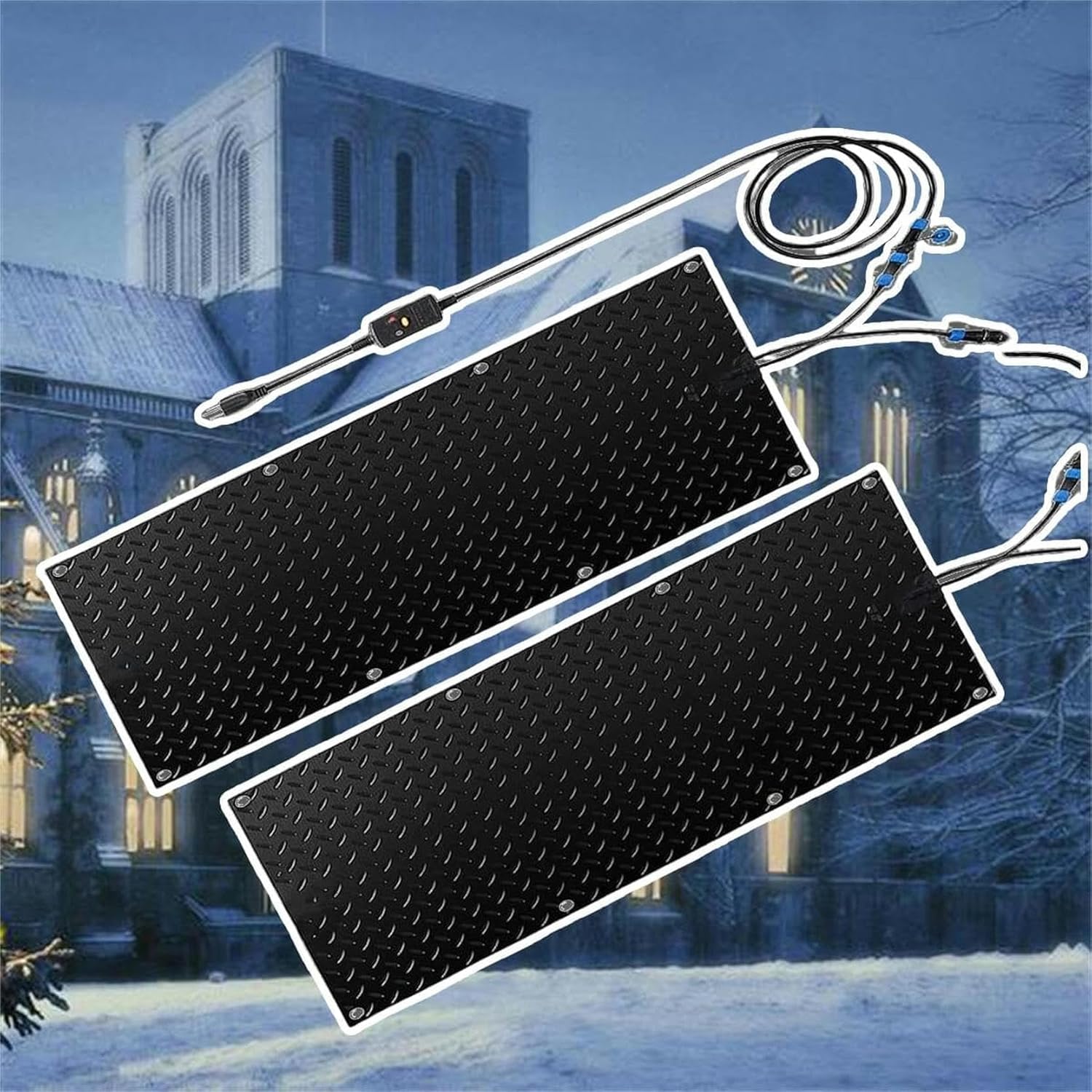 AMNOOL Snow Melting Walkway Mat Roof Heat Panel for Ice Dams Non Slip Rubber Heated Mat Black Roof Heated Outdoor Mats for Winter