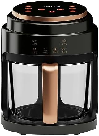 Air Fryer 4L-Digital Air Fryer Oven with Timer Temp Control & Detachable Basket for Fry Roast Bake Grill Yellow (Color : Black)