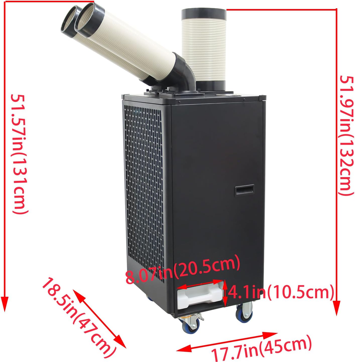 Industrial Portable Air Conditioner with Wheels 5L Large Tank Commercial Spot Cooler Adjustable Air Outlet Ideal for Hospitals Workshops Outdoor Events 110V 1.1KW