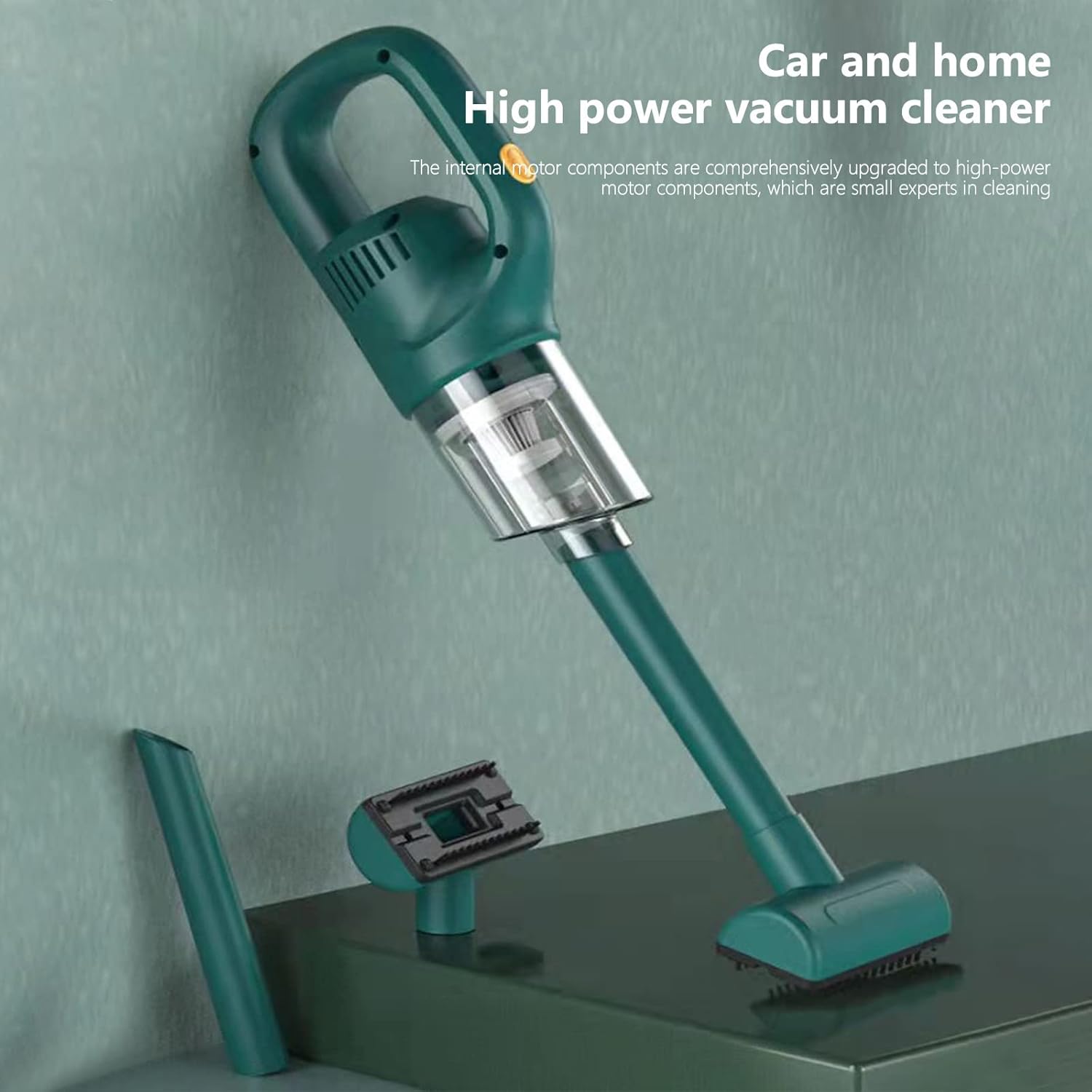 Portable Handheld Wireless Car Vacuum Cleaner Household Compact & Large Suction Mini Vacuum Cleaner Cordless, Light Weight Strong Suction Deep Cleaning (Green)