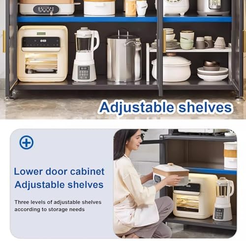 Microwave Storage Stand,Kitchen Small Appliance Cabinet Storage, 6 Tier Free Standing Microwave Stand Metal Shelves, Bakers Rack Metal for Kitchen Spices, Dishes, Pots, Pans (Color : White,