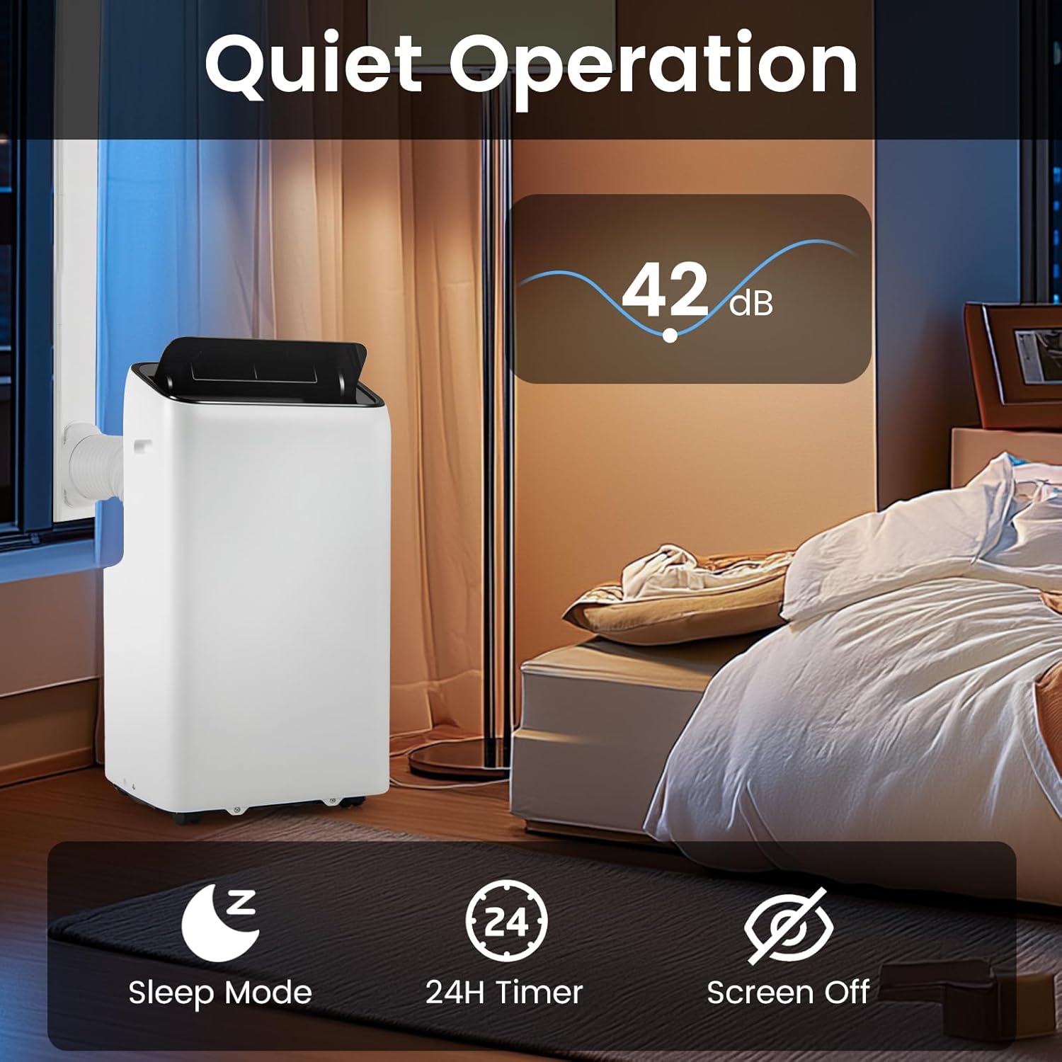 ARLIME 14000 BTU Portable Air Conditioner, 3 in 1 Wifi Enabled Energy-saving Inverter AC Unit w/Fan & Dehumidifier for 650 Sq. Ft Rooms, Sleep Mode, 24H Timer, LED Display, Remote Control & Window Kit