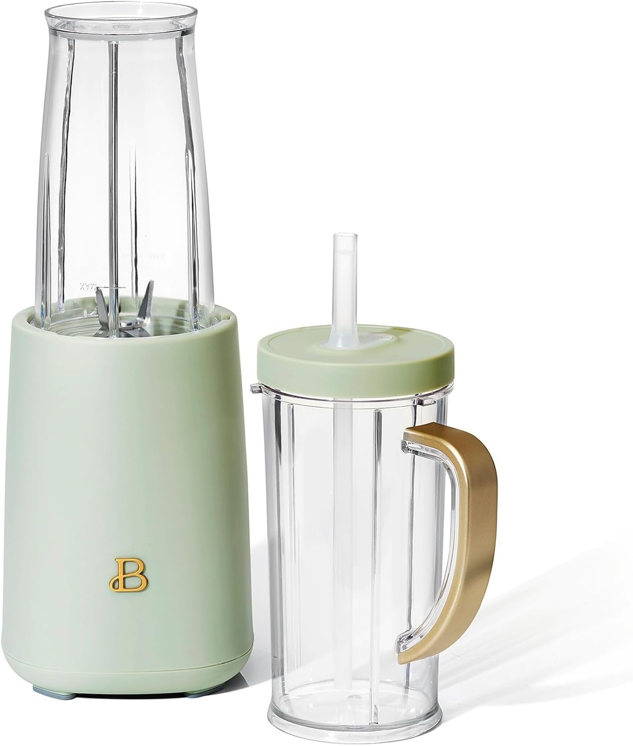 Beautiful 12-Piece Personal Blender Set, 240W Power, With Blend-and-Go Cups, Leak-Resistant Lids, Easy Clean, Compact Design, Ideal For Smoothies, Shakes & Meal Prep (Sage Green)