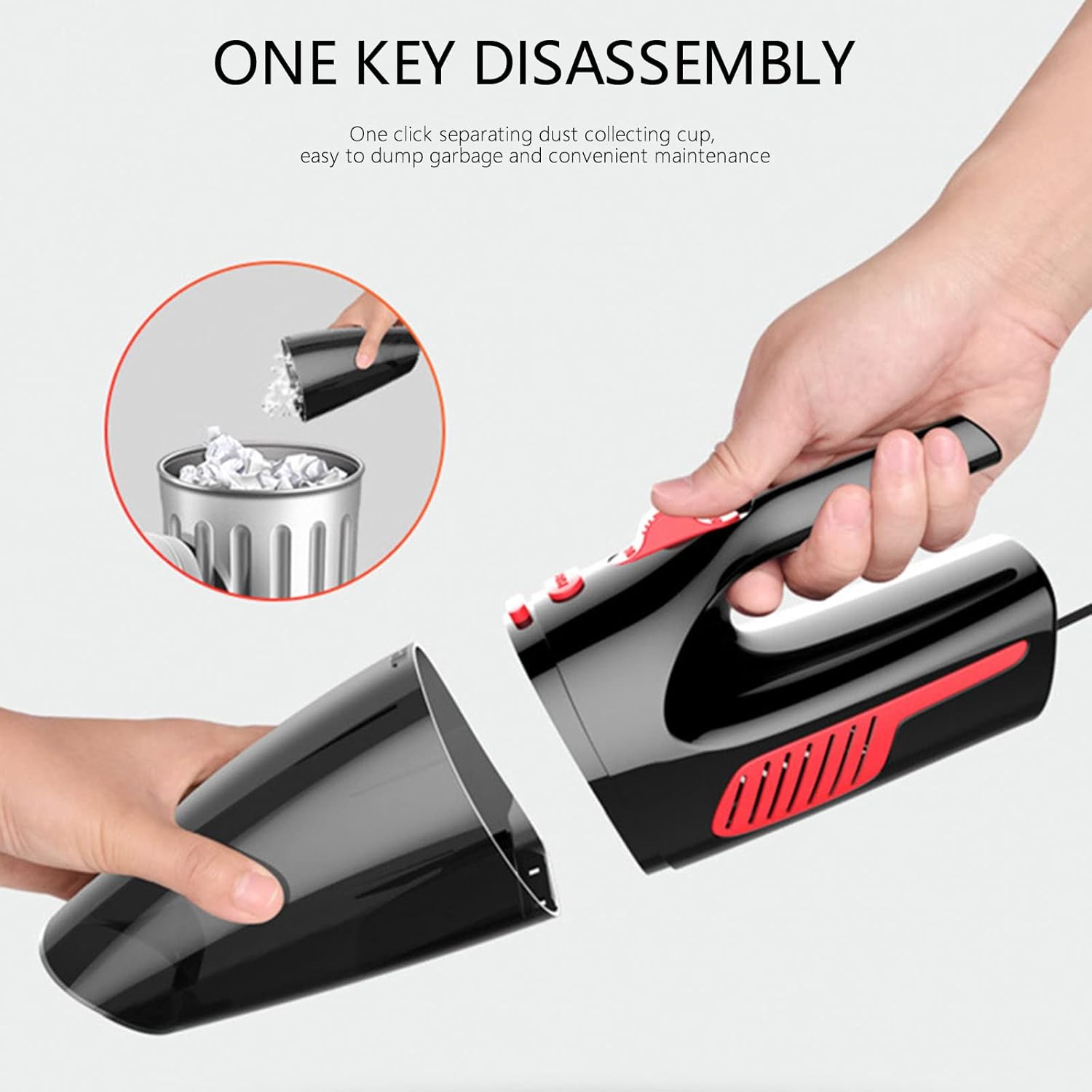 Car Vacuum Cleaner - Portable, High Power, Mini Handheld Vacuum W/ 3 Attachments, 12v, Small Auto Accessories Kit for Interior Detailing