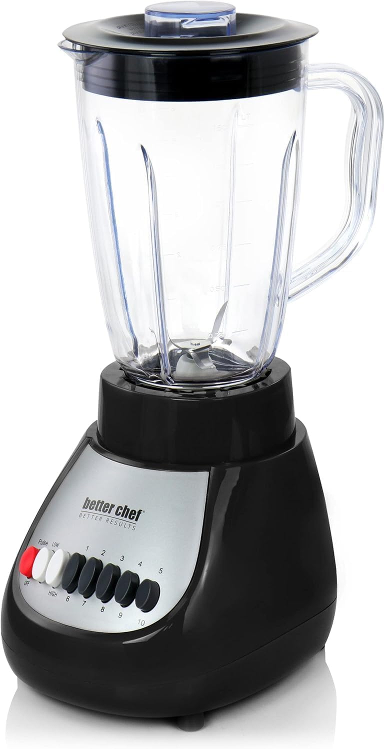 10-Speed Countertop Blender with 50oz Shatterproof Jar – 350-Watt Electric Blender with Pulse Function & Stainless Steel Blade – White & Black Kitchen Mixer for Smoothies, Ice & More (Black)