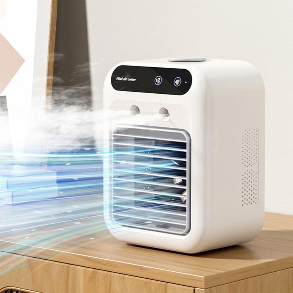 Mini air conditioner low noise large air volume Portable air conditioner powerful cooling easy to use usb charging white 2.5(W) x4.5(D) x8.5(H) inches, 24 SL7