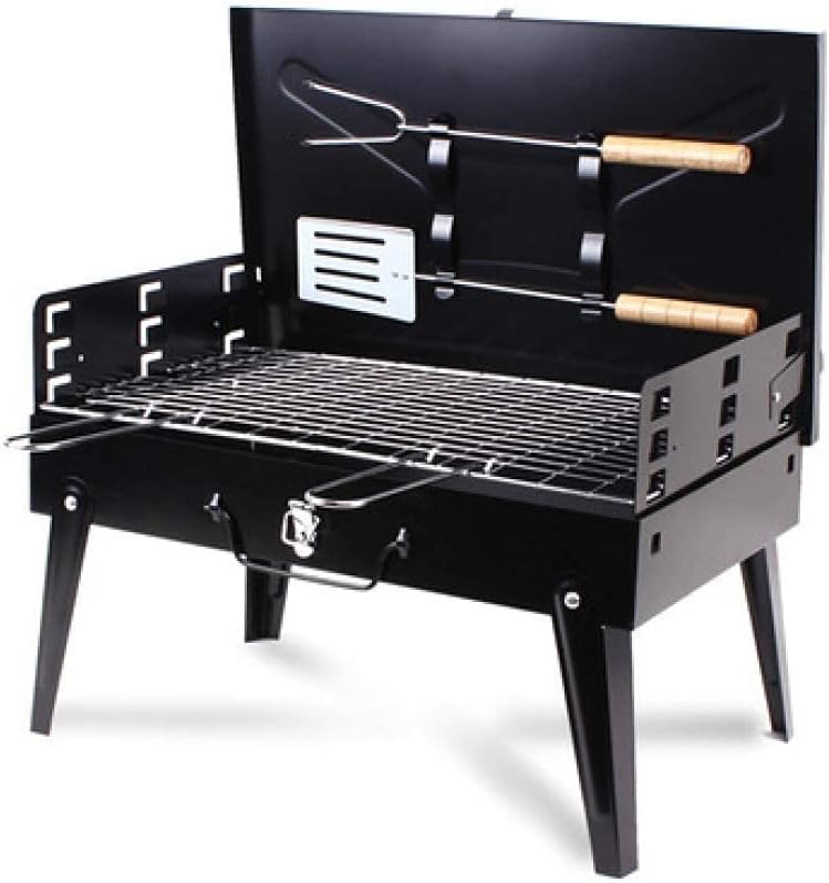 Barbecue Grill Grill Charcoal, Folding Portable Barbecue Tool Kit for Outdoor Cooking Camping Hiking Picnic Terrace Smokers47x42x27cm